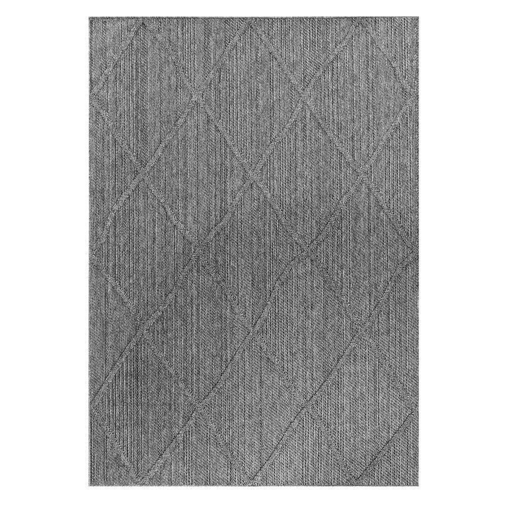 Teppium Teppich Boho-Design, Rechteckig, Höhe: 8 mm, In& Outdoor Teppich Grau Boho Design für Küchen Balkon Terrasse Garten