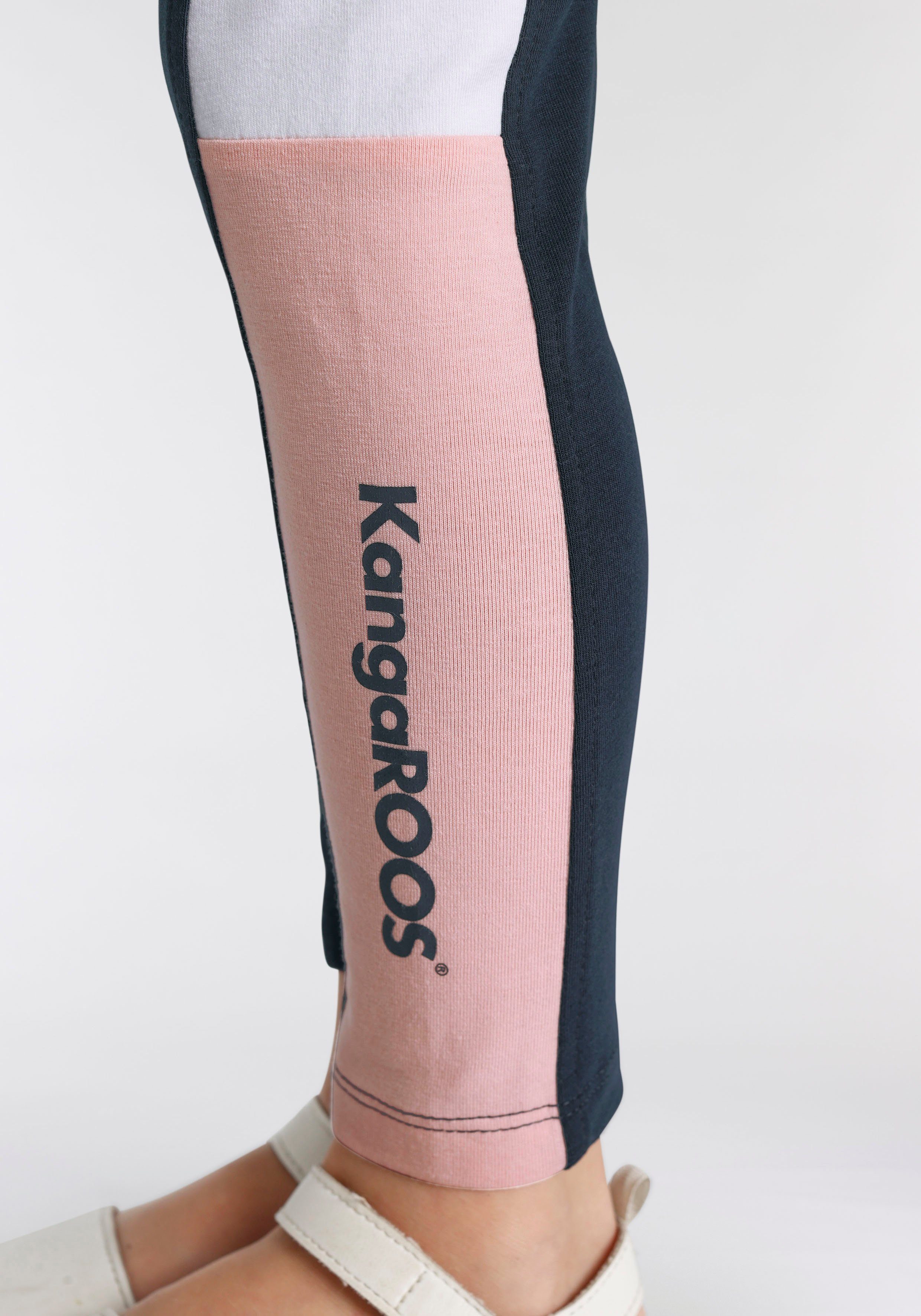 KangaROOS Leggings Colorblocking Leggings für kleine Mädchen mit breitem Bündchen und Logoprint