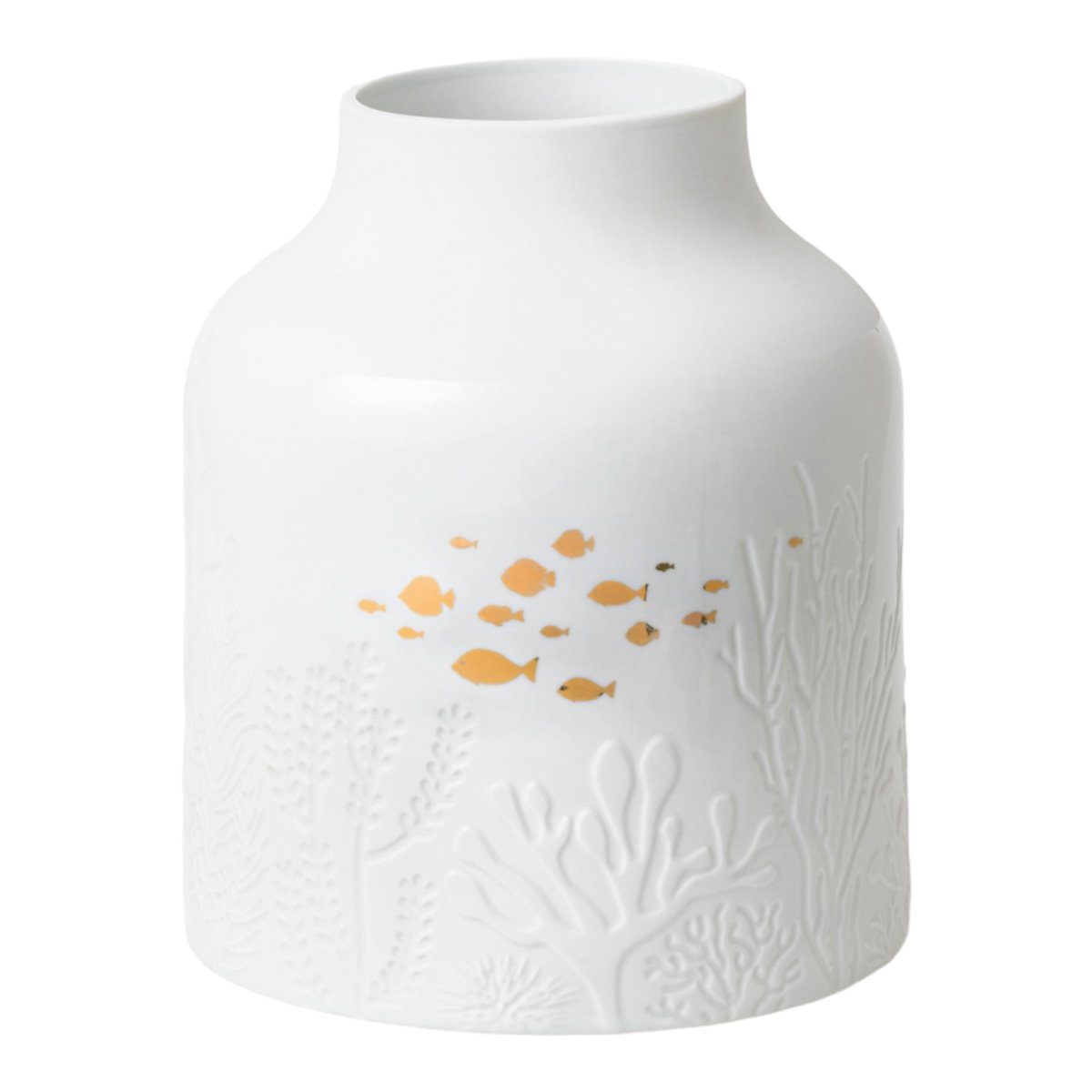 Räder Design Dekovase Vase Unterwasserwelt Porzellan mit Decal weiß gold D21cm H25cm
