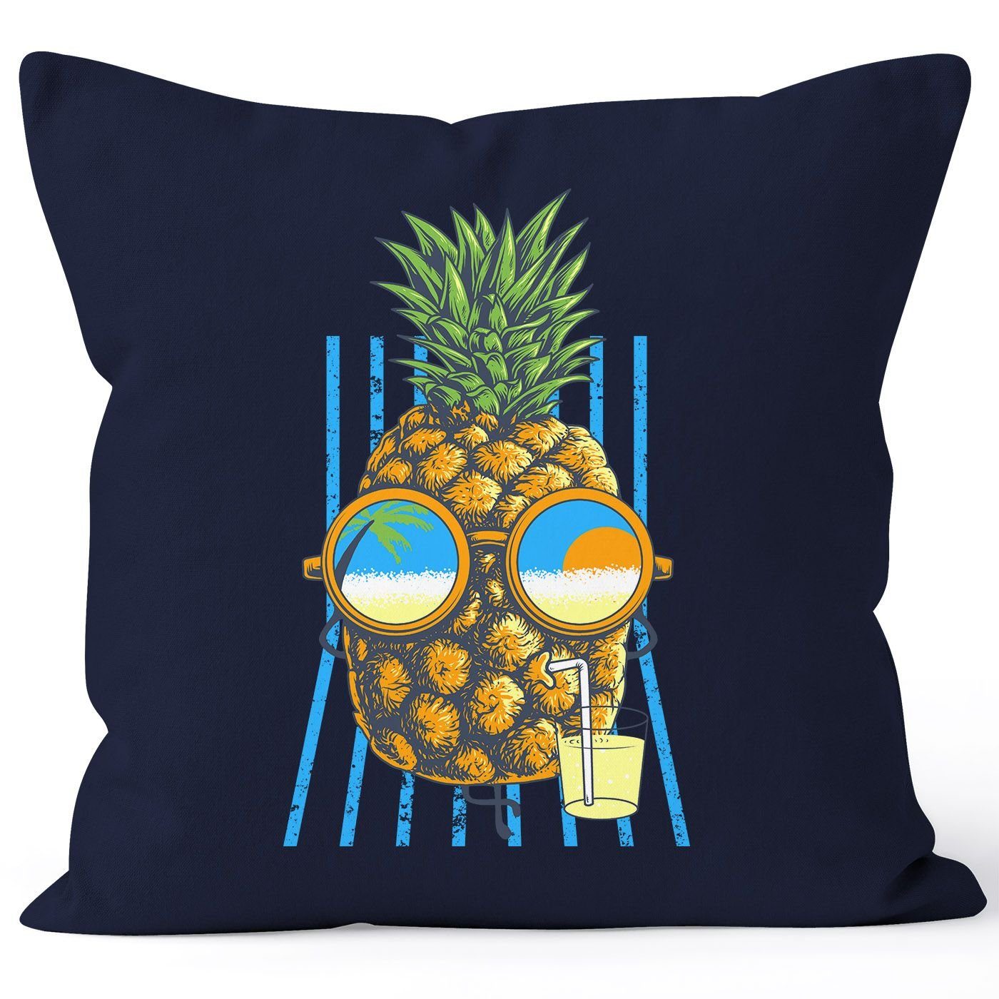 Autiga Dekokissen Kissenbezug chilling Ananas Pinapple 40x40 Autiga® navy Sommer Beach Cocktail
