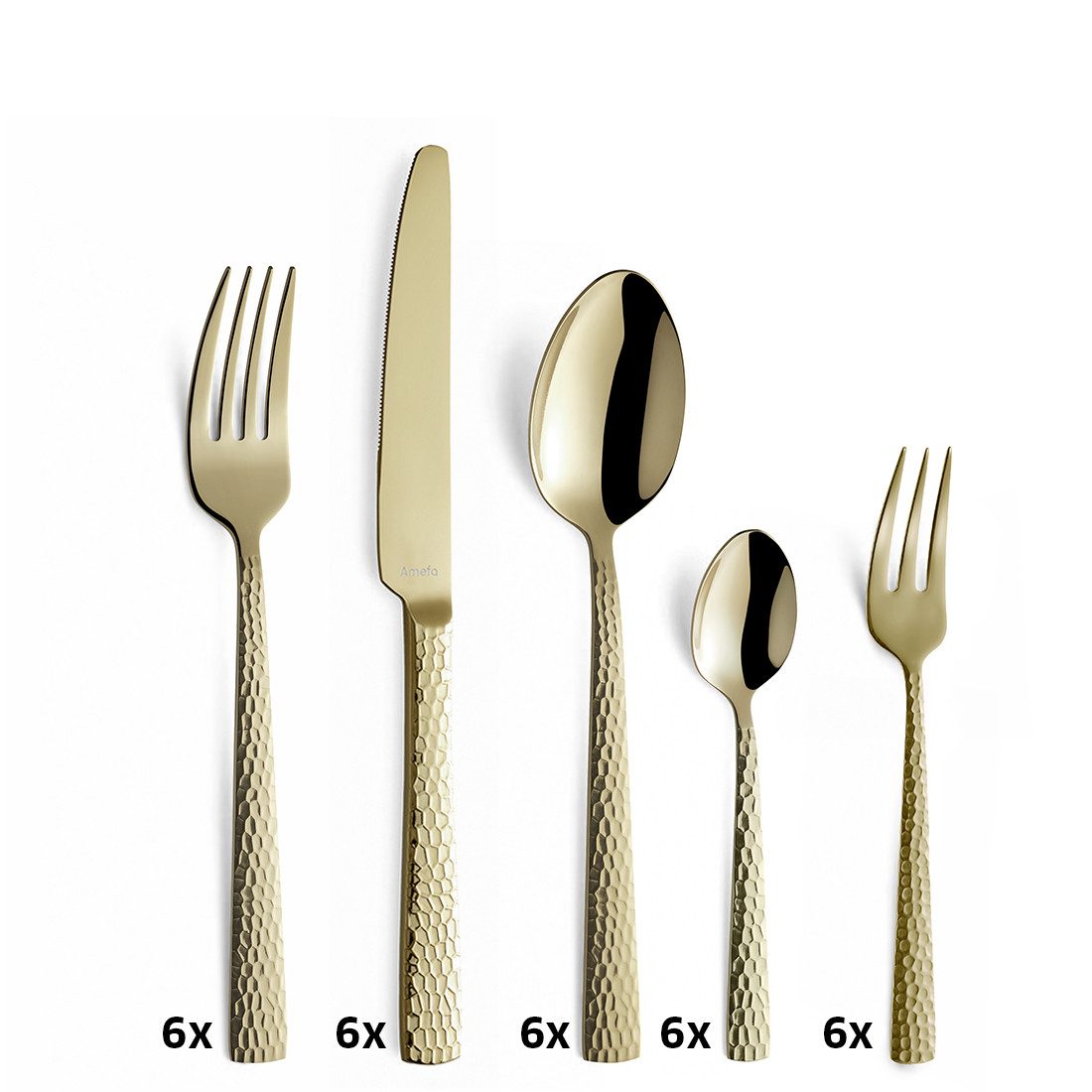 Amefa Besteck-Set FELICITY (30-tlg), 13/0 18/0, PVD champagner, gehämmert