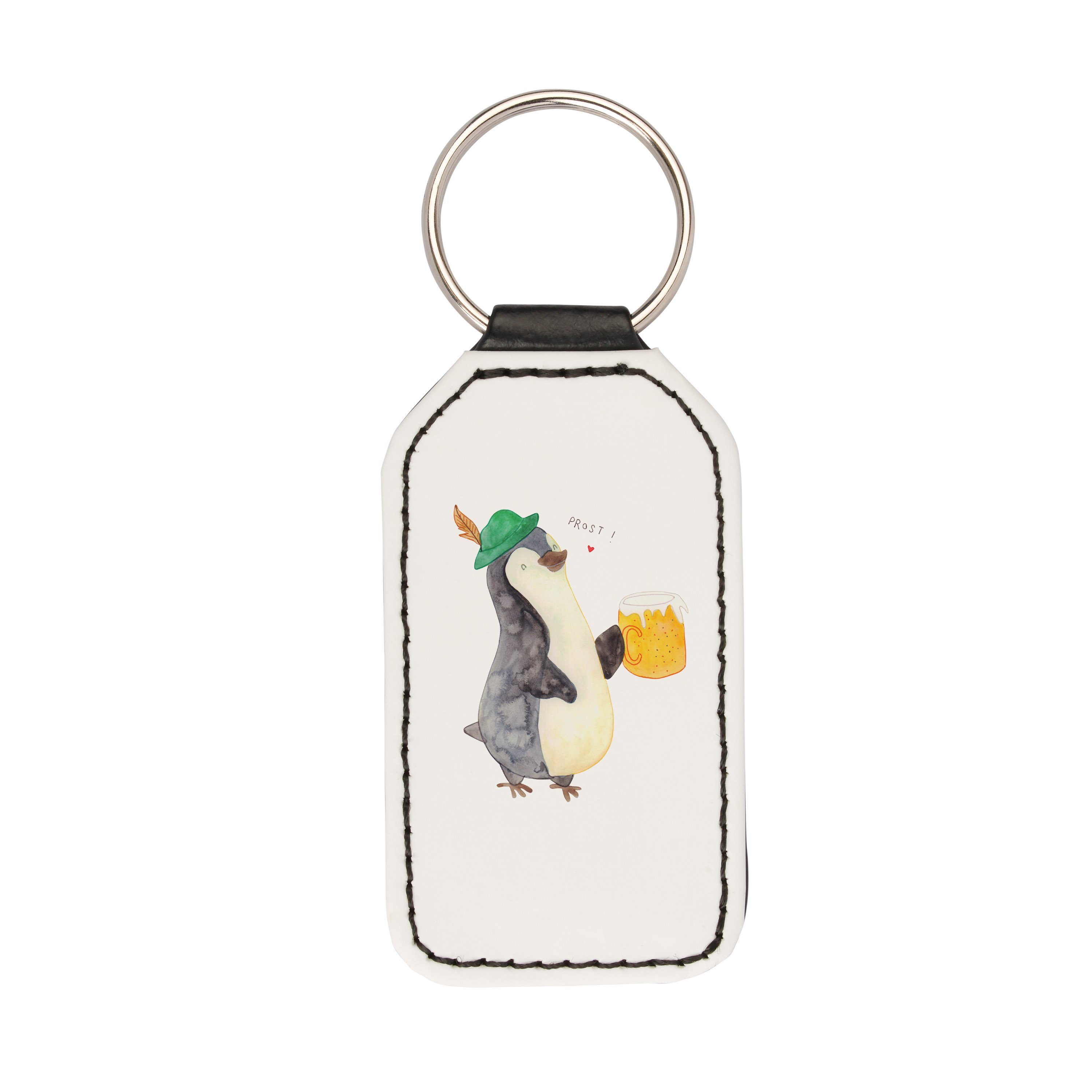 Mr. & Mrs. Panda Schlüsselanhänger Pinguin Bier - Weiß - Geschenk, Bierchen, Schlüsselanhänger, Taschena (1-tlg)