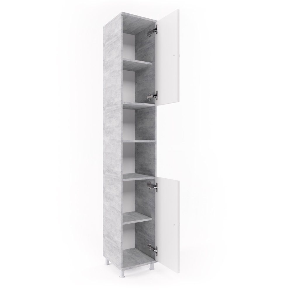 Vicco Hochschrank Fynn, Weiß/Beton, 30 x günstig online kaufen
