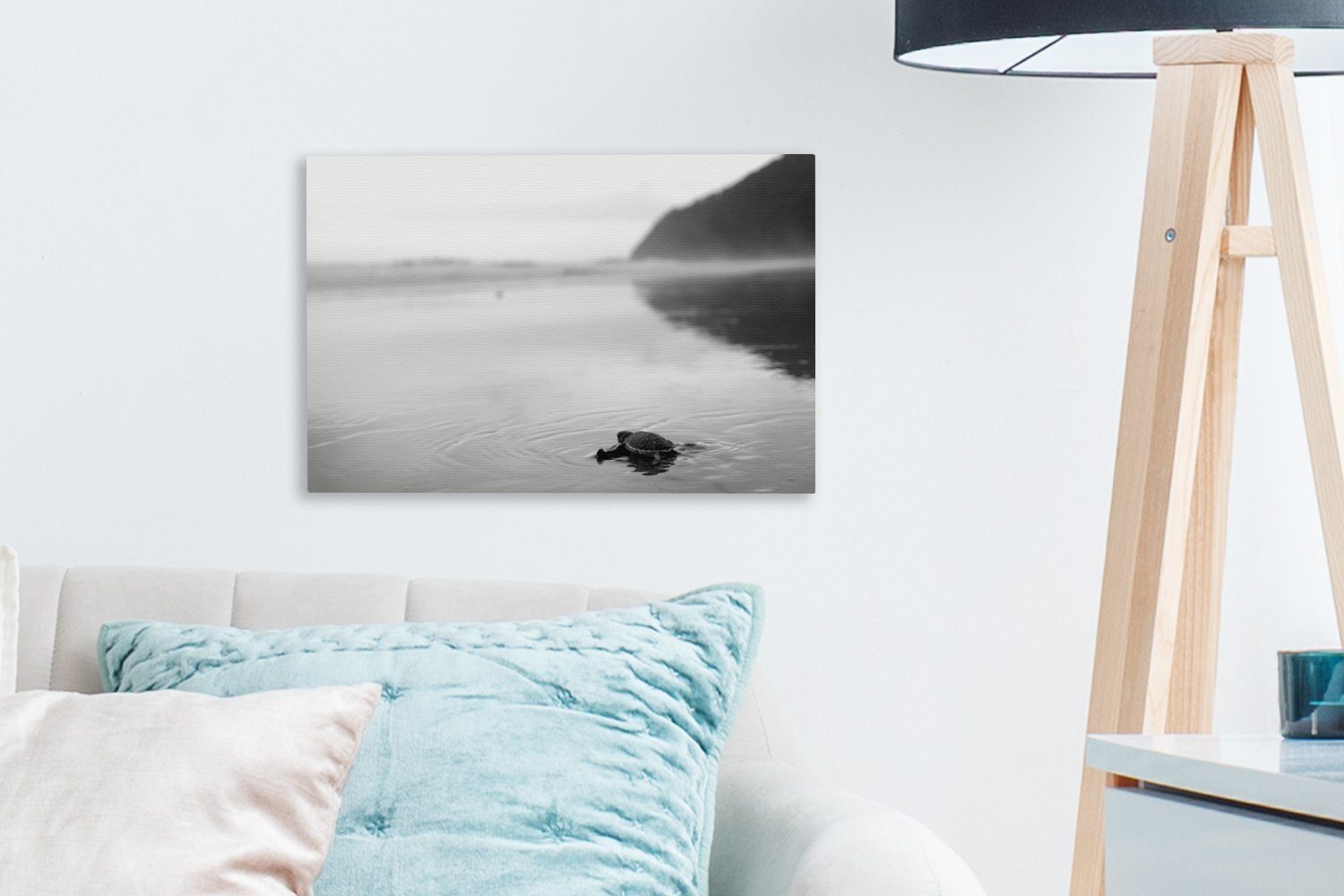 Wandbild mit die Meru, auf Wanddeko, Meer OneMillionCanvasses® vom Aufhängefertig, des St), cm Blick Landschaft Schwarz-Weiß-Foto Leinwandbilder, Leinwandbild (1 30x20