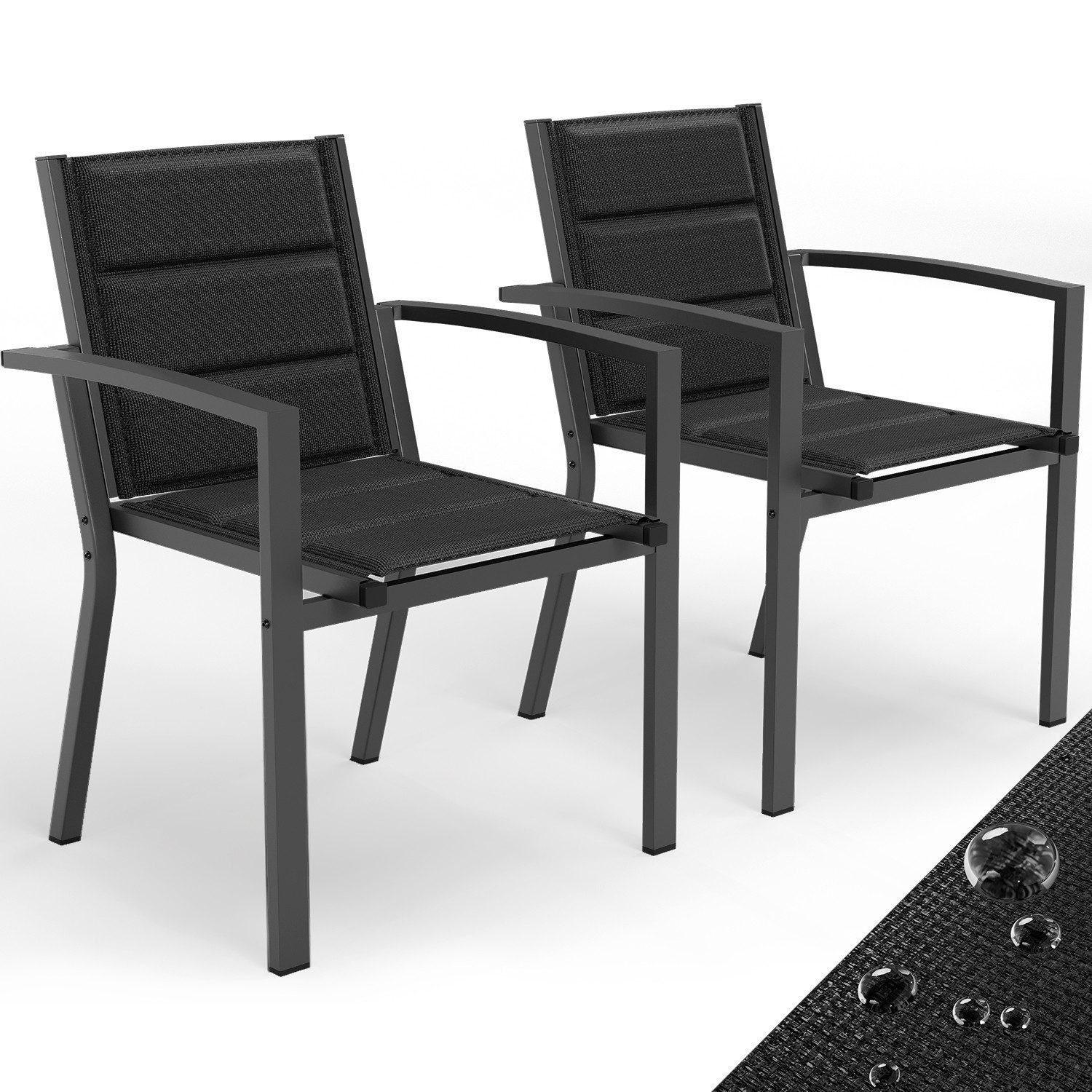 HOMALL Gartenstuhl Stapelbare Aluminiumstühle Outdoor Stühle 2/4/6er Set, Bis 160kg (Gewicht ca. 3,5 kg, erhältlich in drei Farben, geeignet für Camping, Pool, Grillszenarien (ohne Tisch)