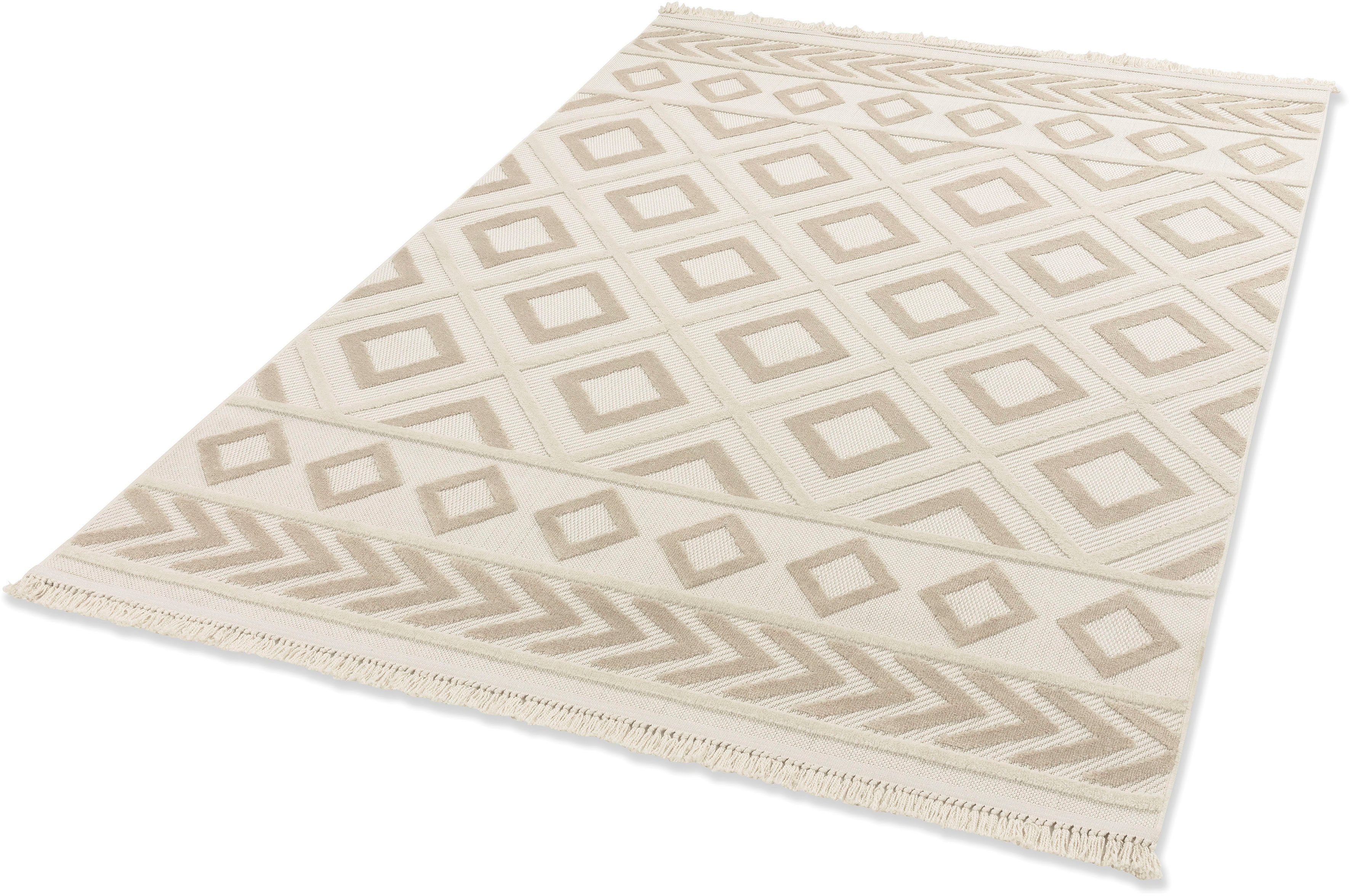 SCHÖNER WOHNEN-Kollektion Teppich Summer 6352, rechteckig, Höhe: 6 mm, In- und Outdoor geeignet, Hoch Tief Struktur, Robuster Teppich