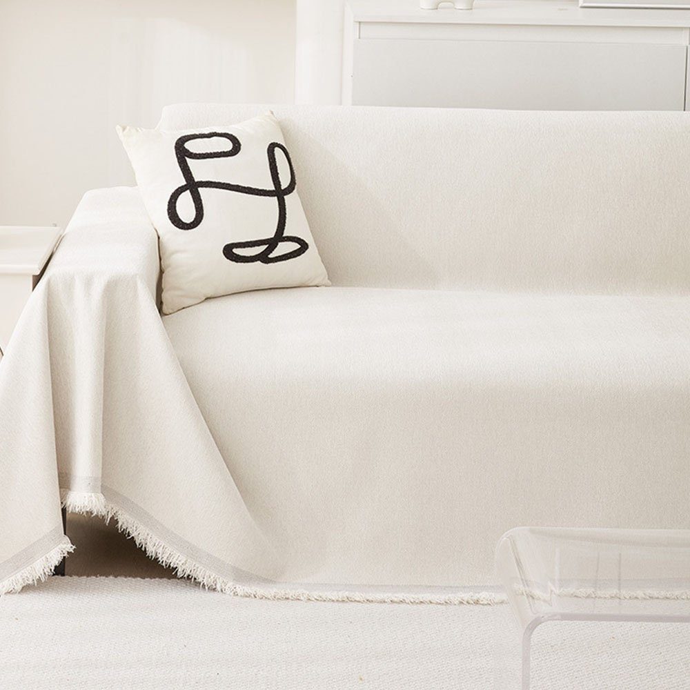 Einfarbig Sofaüberwürfe, FELIXLEO Chenille Sofahusse Sofa Überwurfdecke