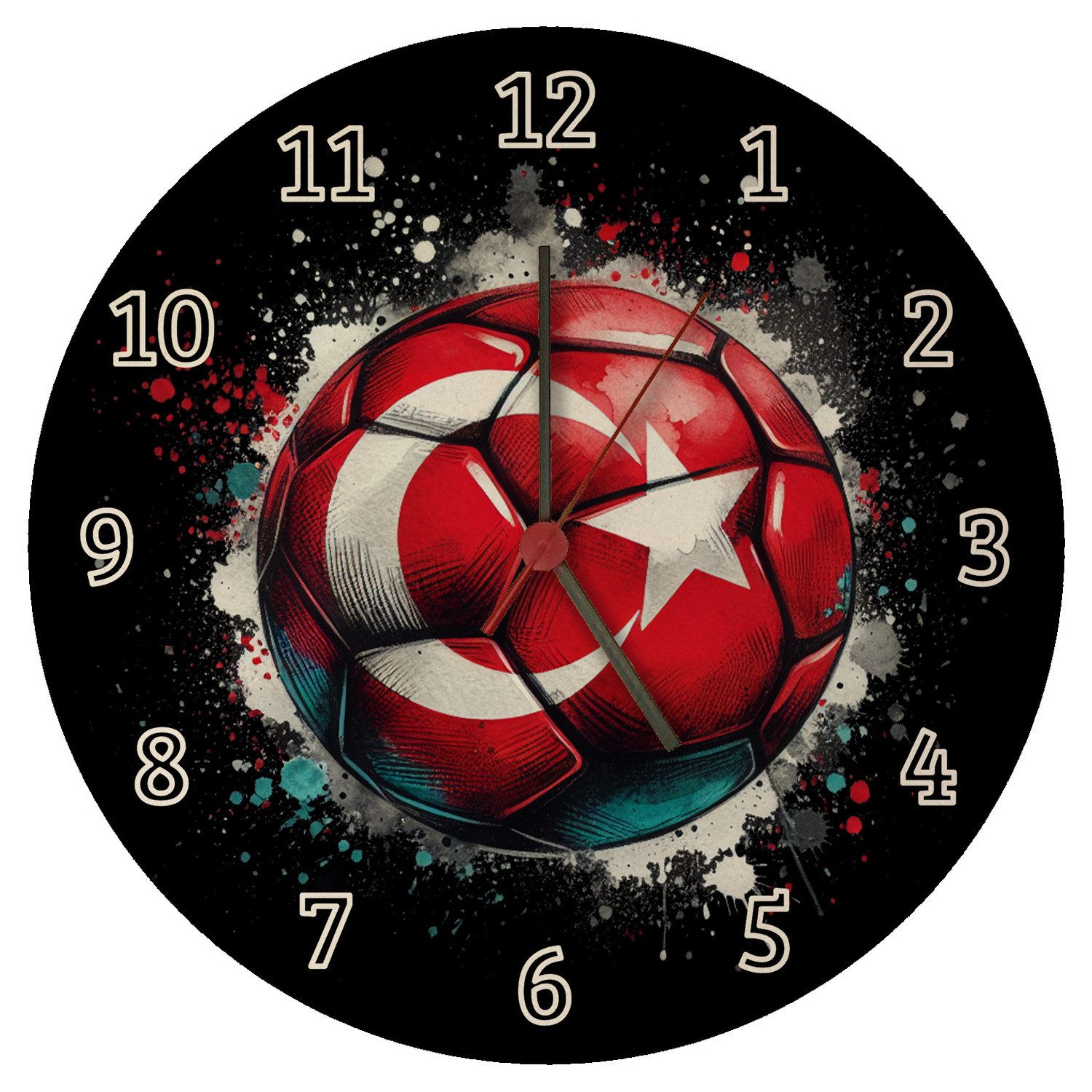 Wanduhr Fußball Türkei Flagge Wanduhr aus MDF