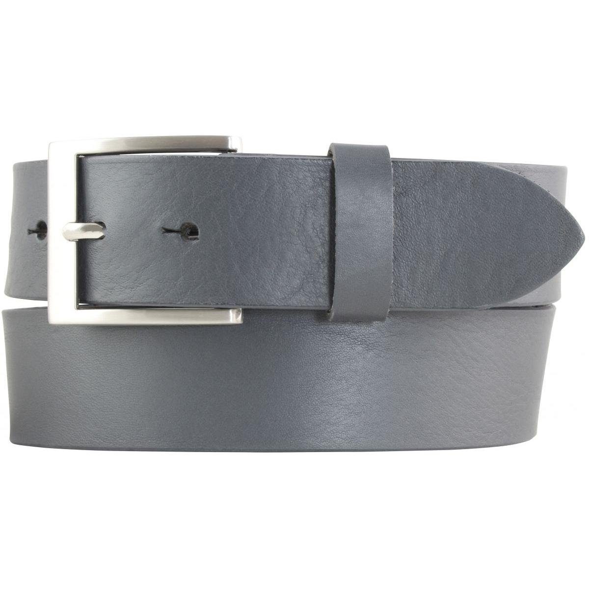 BELTINGER Ledergürtel Jeans-Gürtel aus Vollrindleder 4 cm - Hochwertiger Leder-Gürtel für He Dunkelgrau, Silber