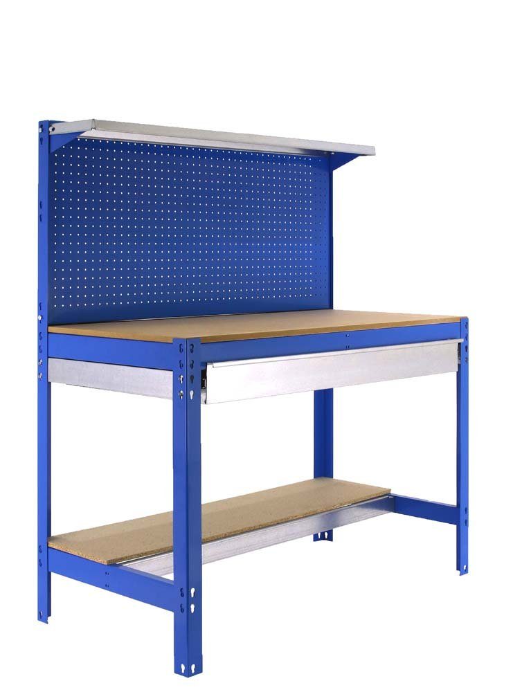 PROREGAL® Werkbank Werkbank Buffalo mit Werkzeugwand, Schubfach und Ablage