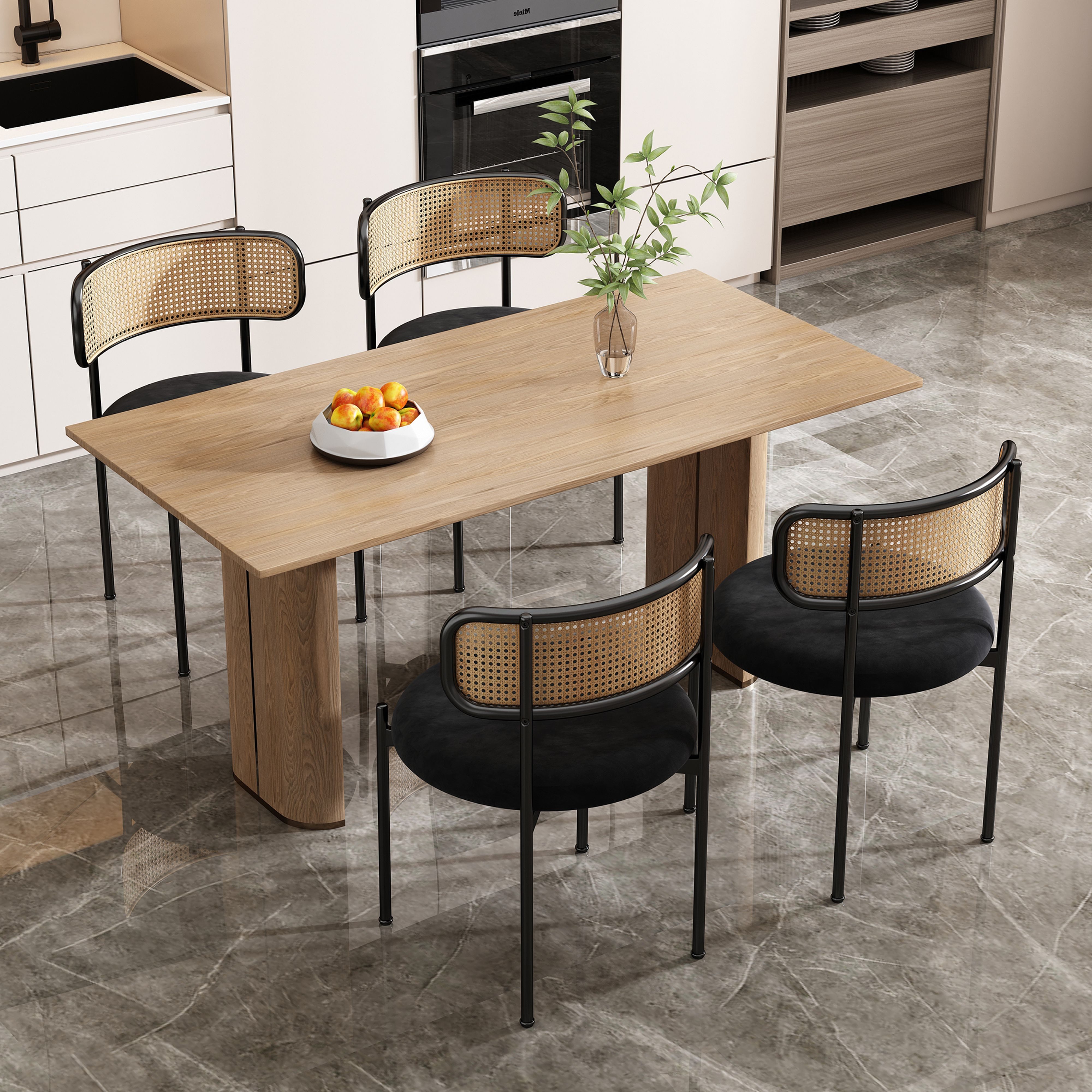 BlingBin Esszimmerstuhl Rattan-Freizeitstuhl, Samt-Esszimmerstuhl, Einfacher Freizeitstuhl (4pcs/Set, 4 St), Moderner Einfacher Freizeitstuhl für Wohnzimmer- und Schlafzimmerstuhl