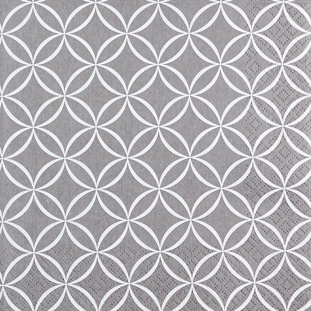 HOME FASHION Papierserviette 20 Servietten Circles grey - Kreise im Verbund grau 33x33cm, (20 St)