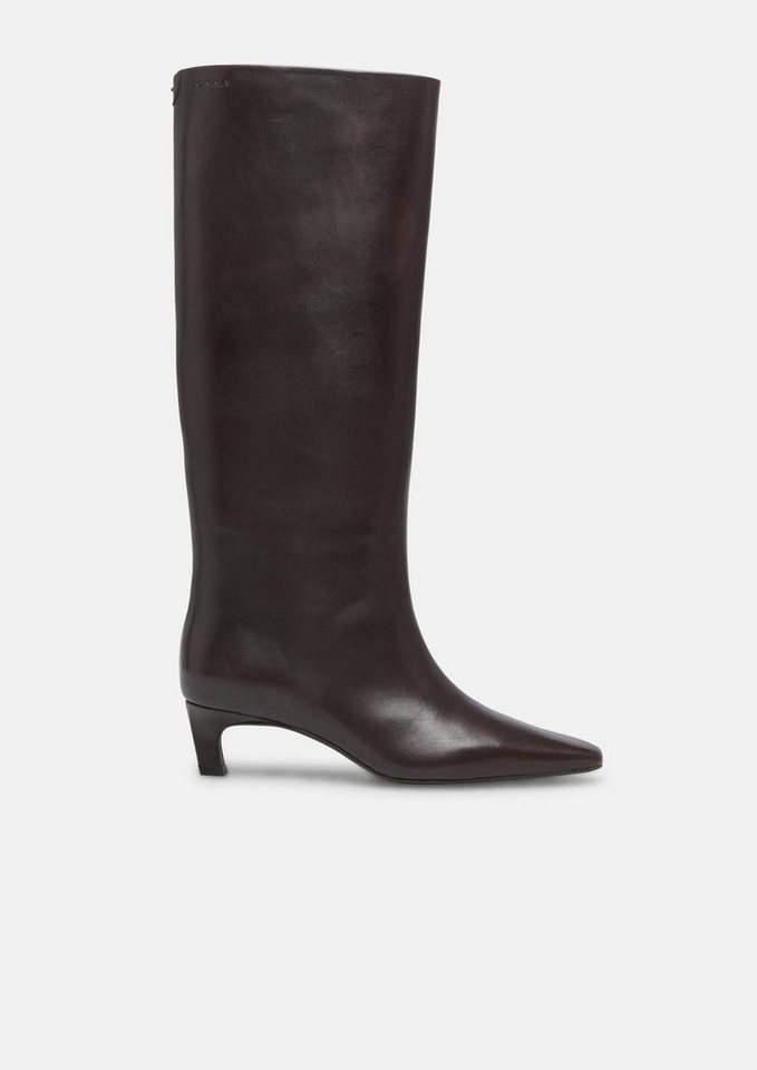 comma Stiefel Stiefel Lederstiefel mit geradem Schaft und Kitten-Heel
