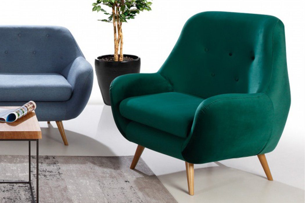 JVmoebel Sessel, Sessel Design Polster Modern Textil Stoff 1 Sitzer Grün Fernseh 1 Sitzer Neu | Einzelsessel