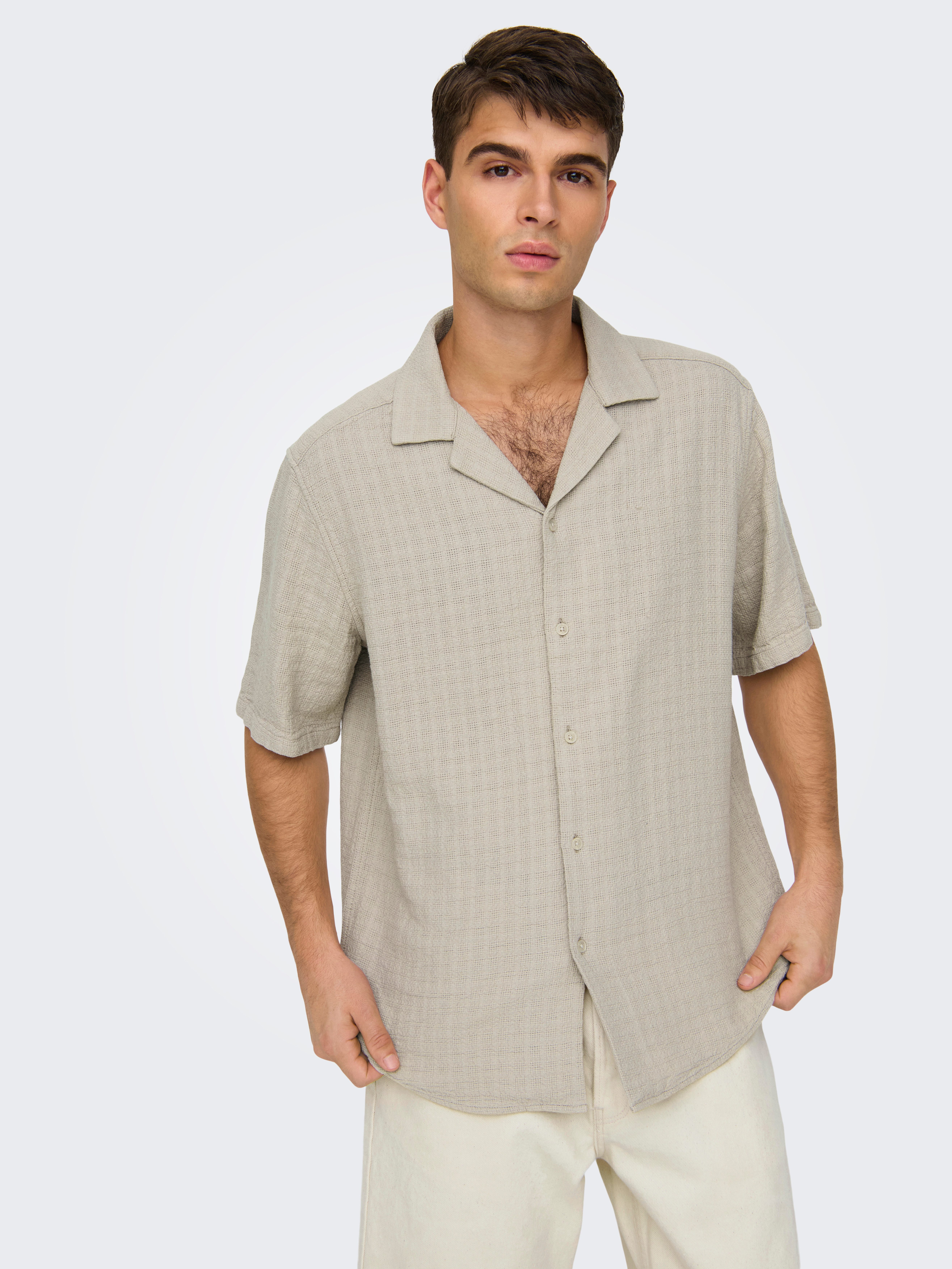 ONLY & SONS Kurzarmhemd ONSLATHAM RLXSS RESORT LINEN STRUC 0257 günstig online kaufen