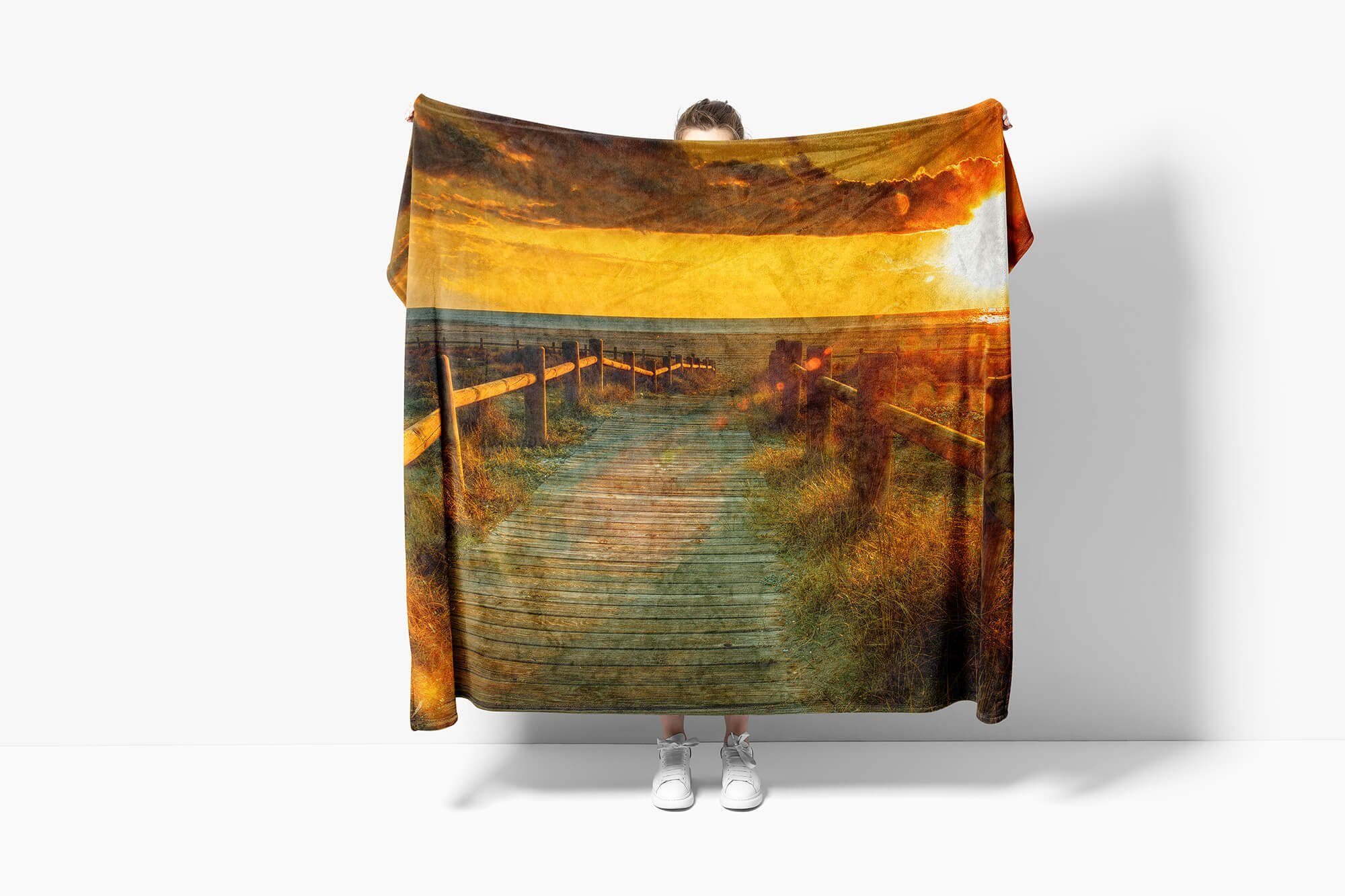 Os, Baumwolle-Polyester-Mix Handtücher (1-St), Art Handtuch Sinus mit Strandhandtuch Sonnenuntergang Fotomotiv Kuscheldecke Handtuch Saunatuch