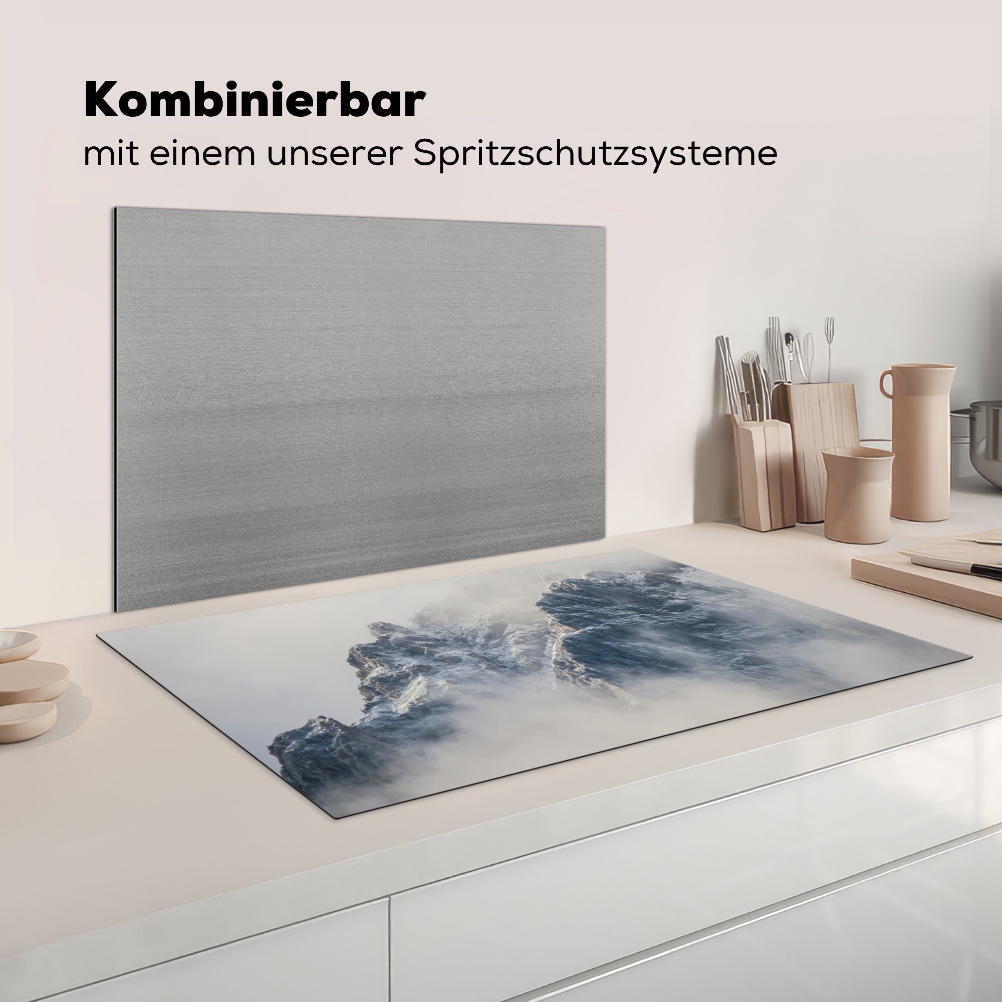 (1 küche Ceranfeldabdeckung, Arbeitsplatte - Herdblende-/Abdeckplatte für Nebel, Vinyl, cm, MuchoWow tlg), 83x51 Österreich - Berg