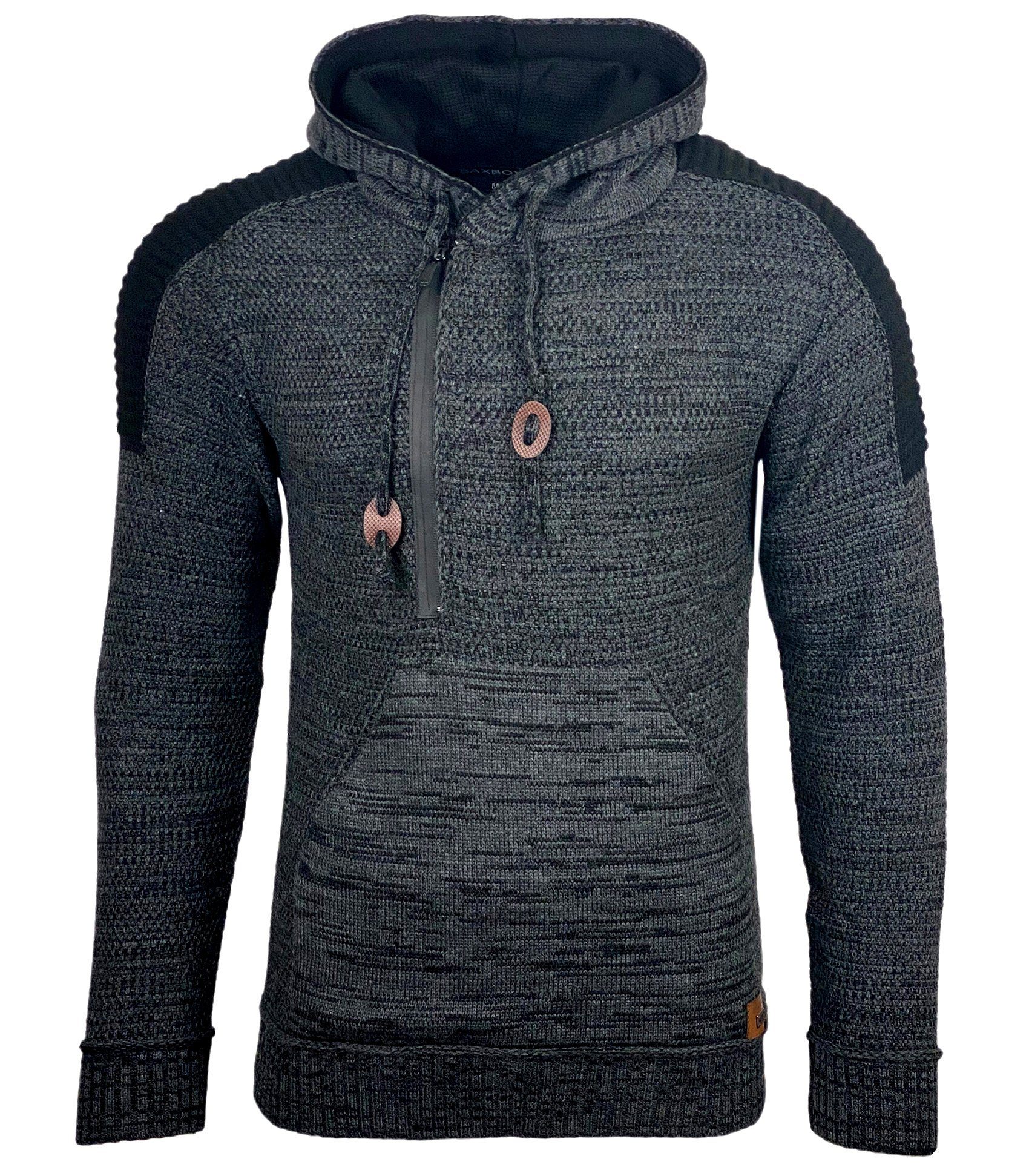 Strickpullover Baxboy Herren Strick Pullover Kapuzenpullover Reißverschluss B_290