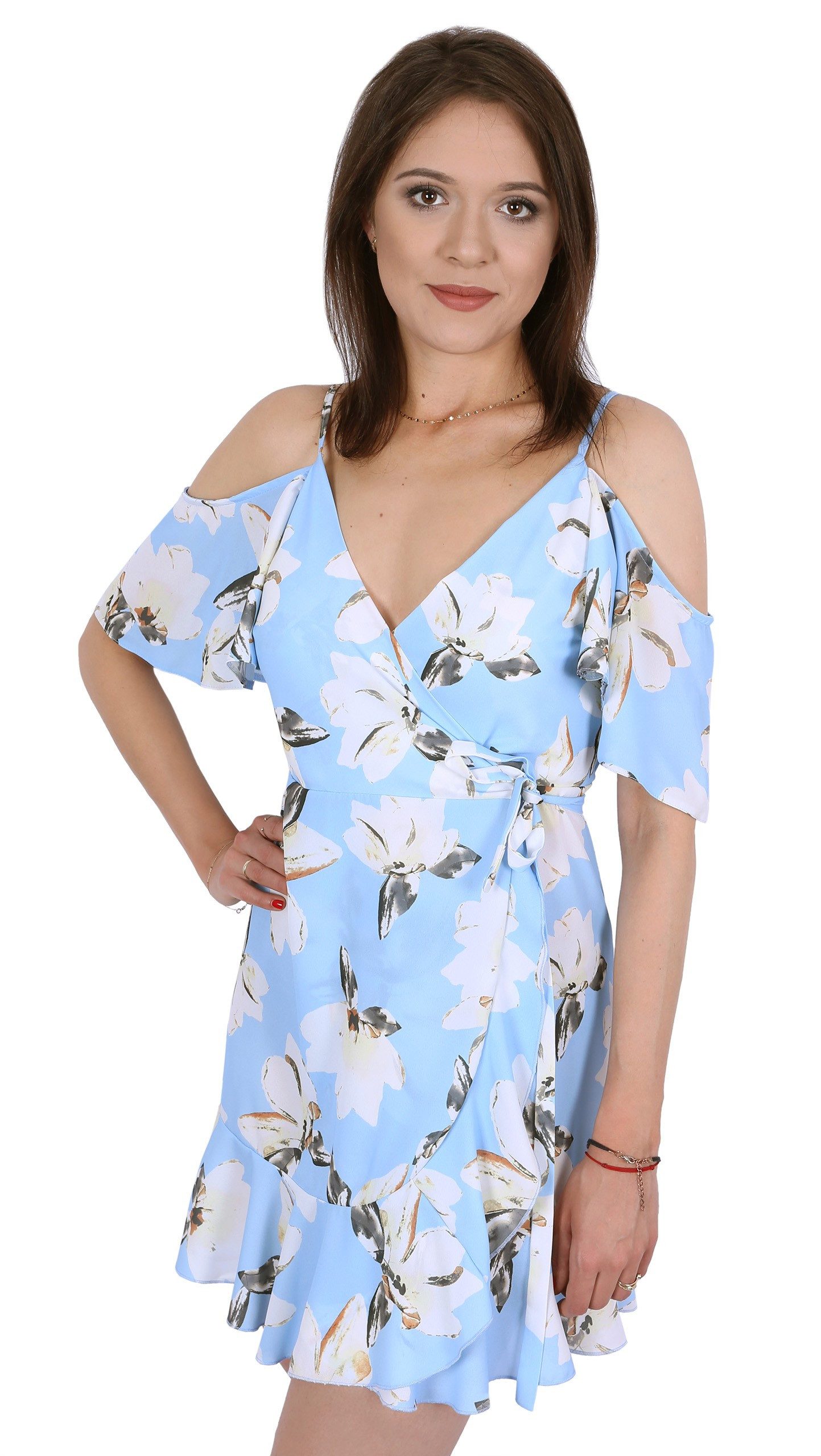 Sarcia.eu Minikleid John Zack Himmelblaues Minikleid mit Blumenmuster