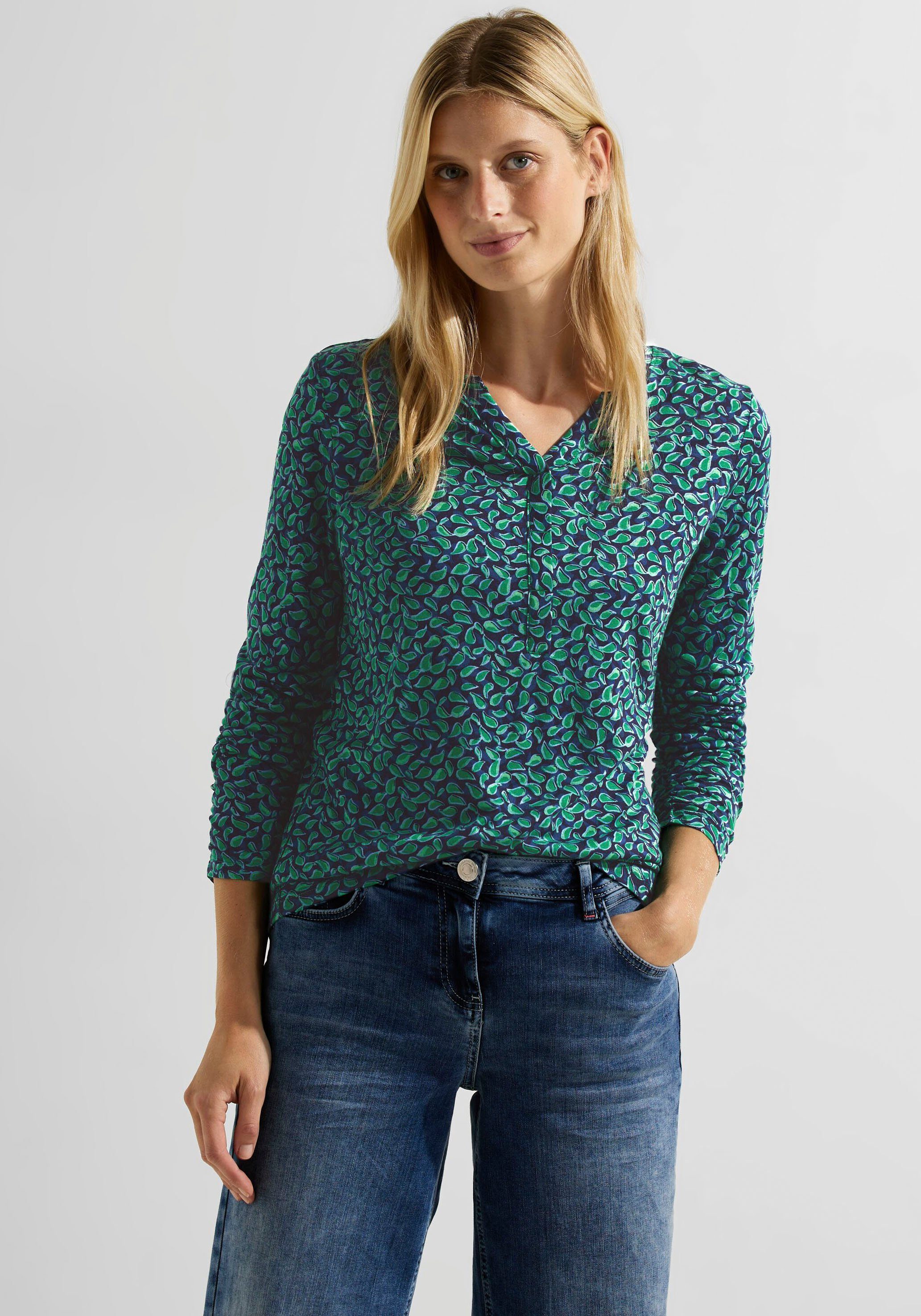 Cecil Langarmshirt im Tunikastyle easy green