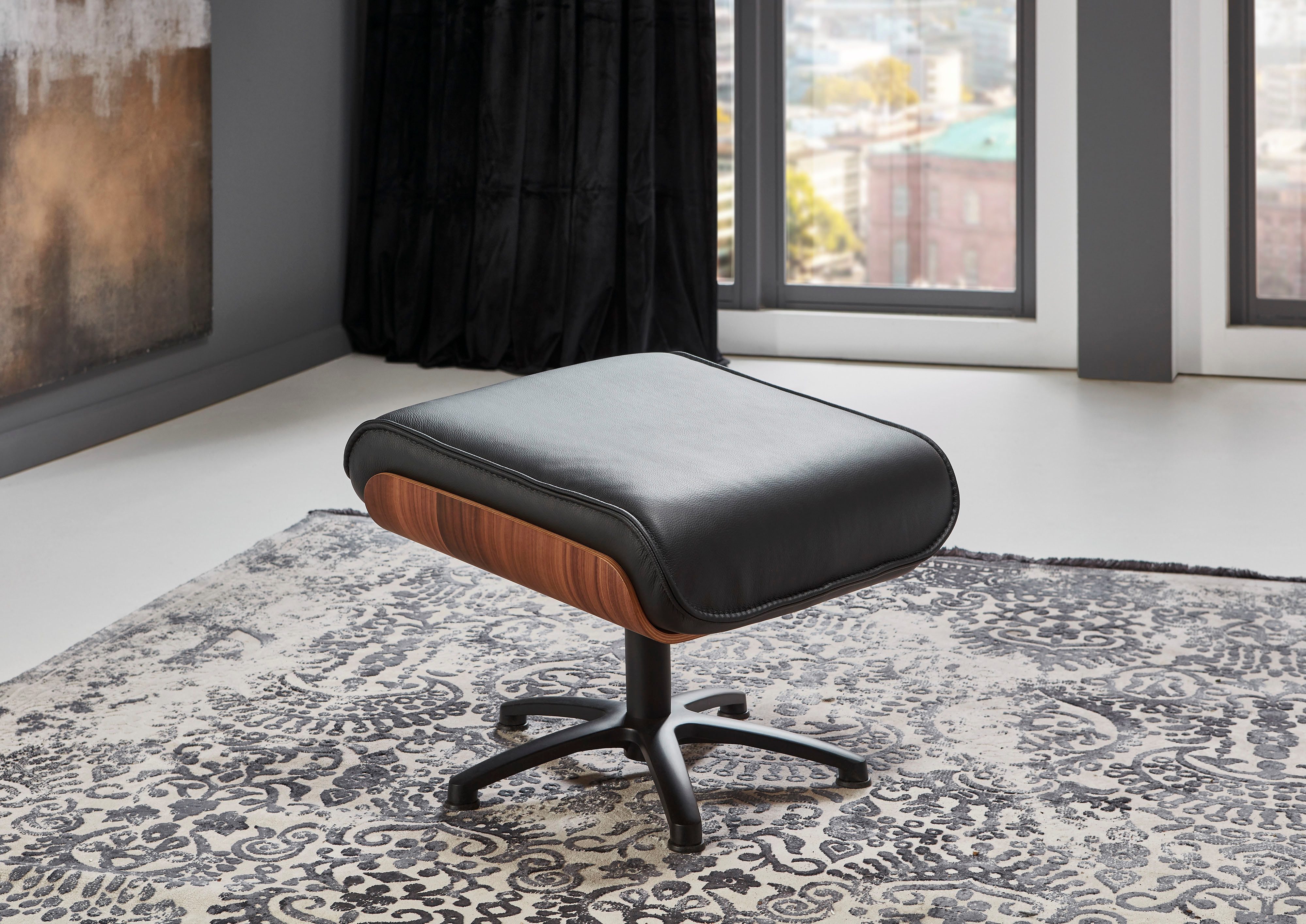 HUKLA Fußhocker HU-CP20057, hochwertiges Glattleder, entspannte Beinauflage