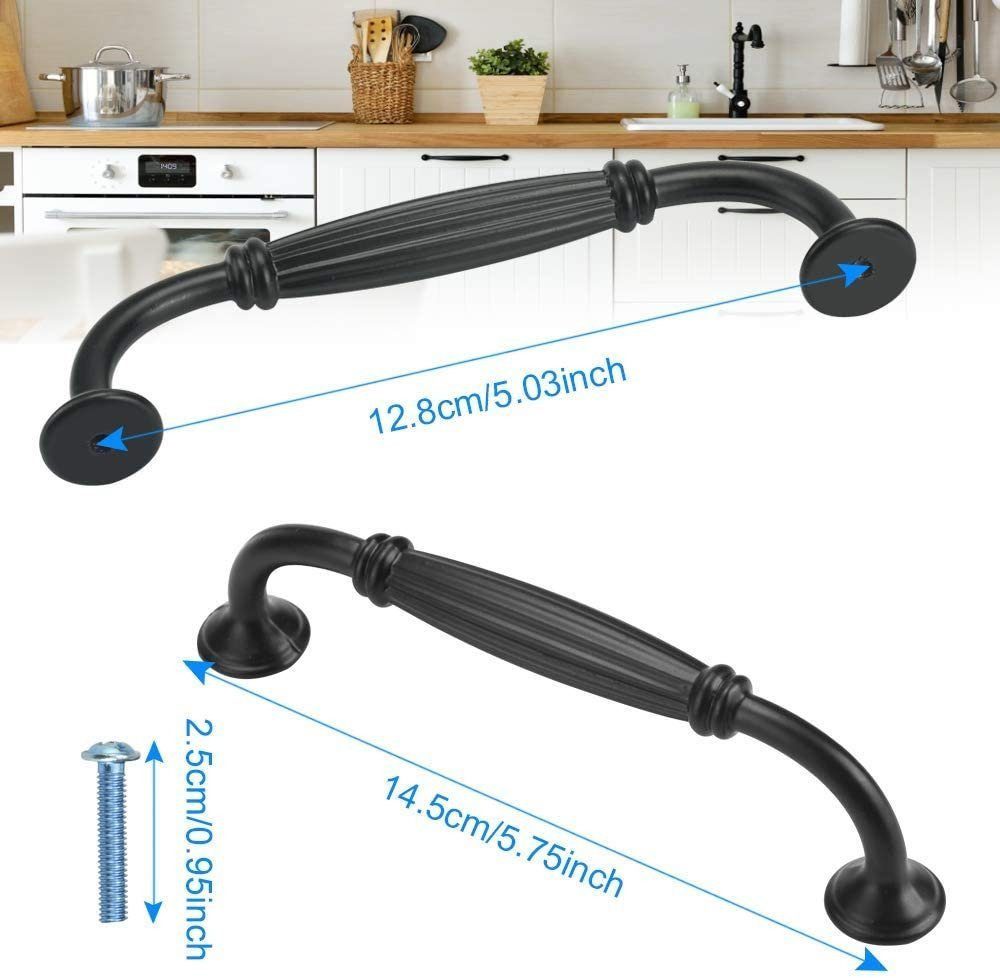 FELIXLEO Möbelgriff Möbelgriff Schublade Türgriff Aluminiumlegierung 128mm Schwarz (10-St)