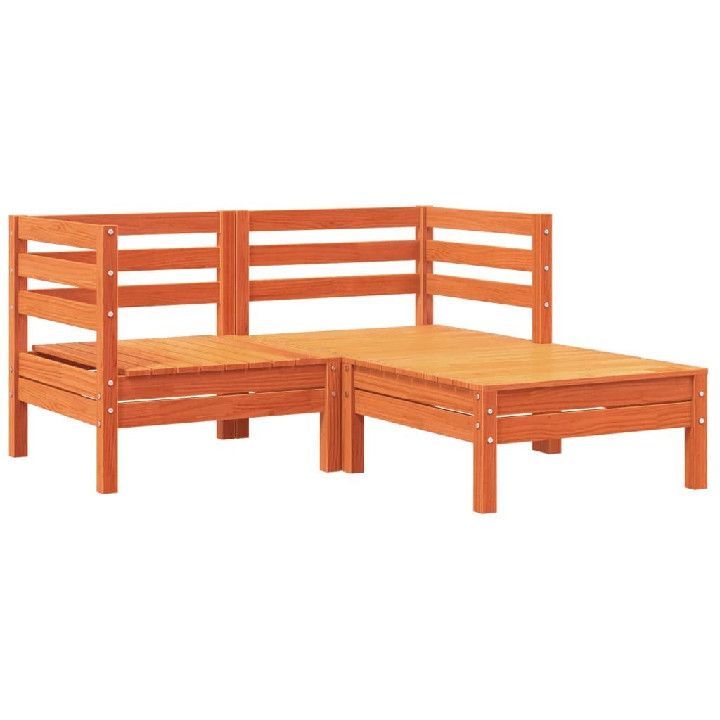 vidaXL Sofa, Gartensofa mit Kissen und Hocker 2-Sitzer