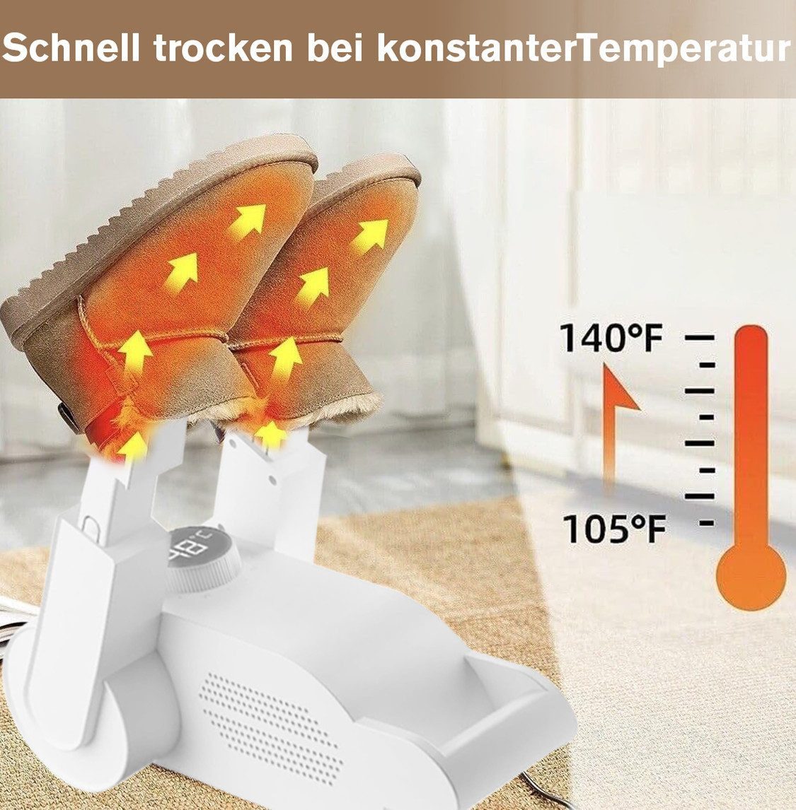 MOPUEA Schuhtrockner Desodorierende und sterilisierende Haushaltstrockner Faltbar, 150 W, intelligenter beheizter Schuhtrockner Timer-Funktion – Bild 4 von 5