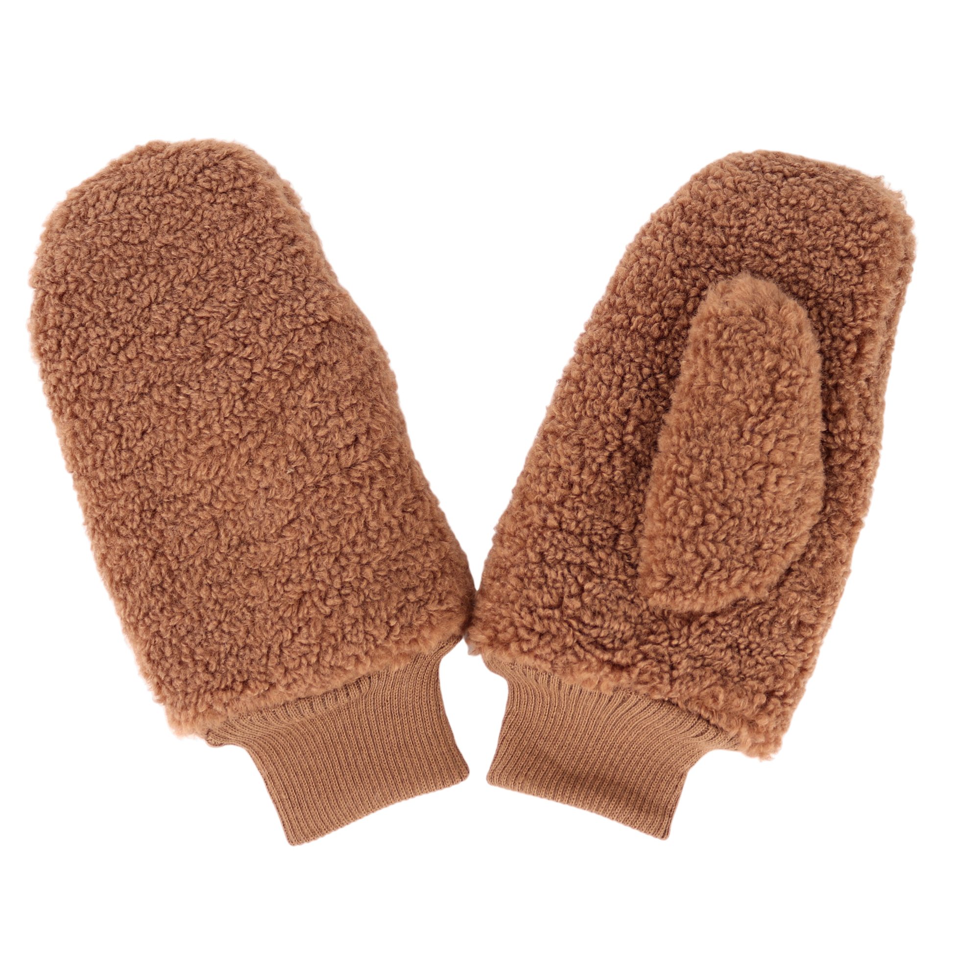 MIRROSI Fleecehandschuhe Damen Handschuhe aus Teddyfell, Warm und Kuschelig (Einheitsgröße) Dick gefüttert ideal für Herbst, Winter Camel