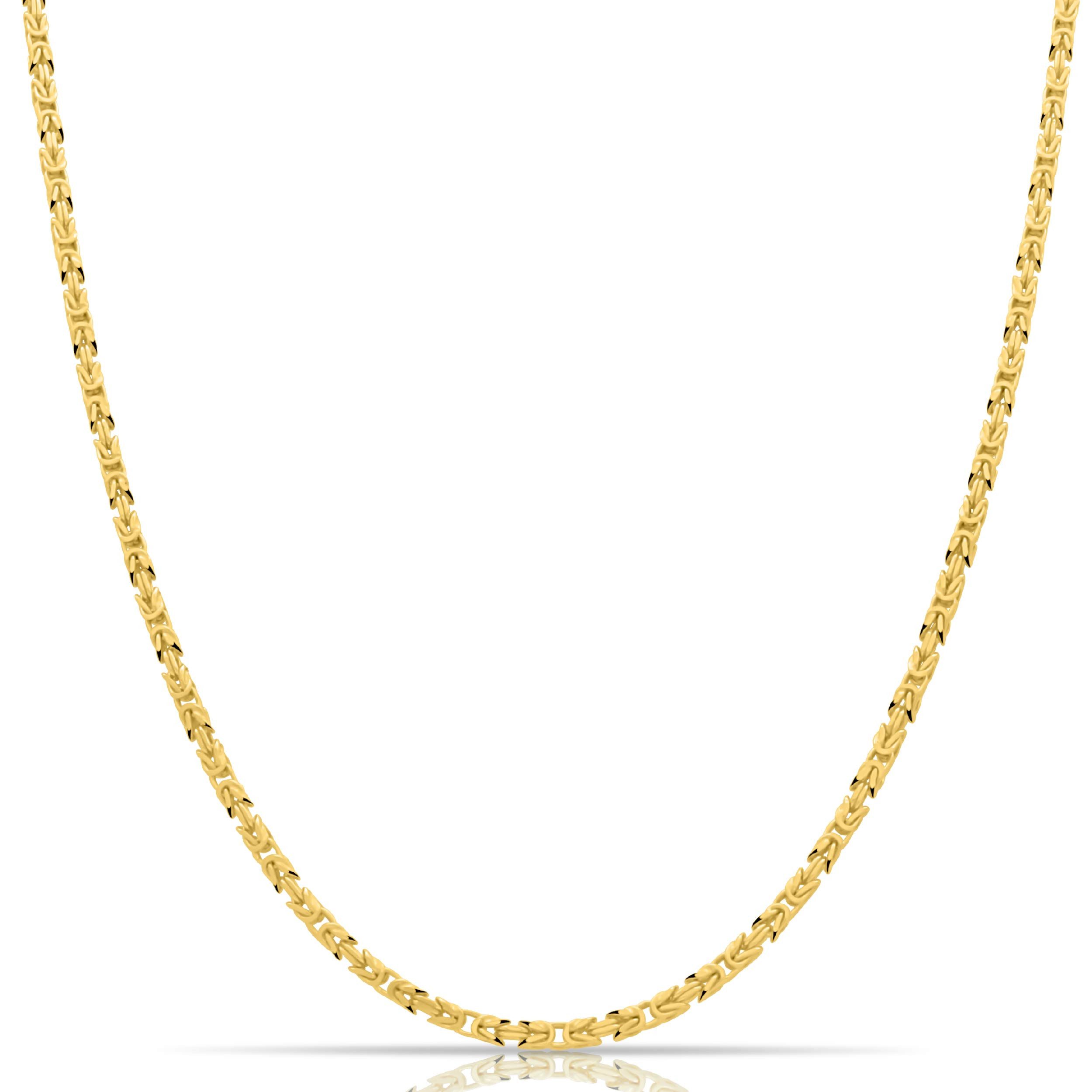 Tony Fein Königskette 2,5 mm 585er Vergoldet Hochglanzpoliert Karabinerverschluss, Made in Italy für Damen und Herren