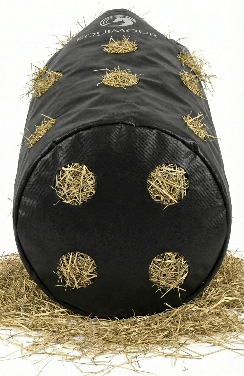 Equimour Heunetz Heusack Pferd 195L – Slow Feeder, robust, mit Karabiner, Slow Feeder, 135L, robust, wetterfest, mit Karabiner