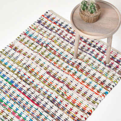 Teppich Bunter handgewebter Chindi-Teppich aus Baumwolle, 90 x 150 cm, Homescapes, Höhe: 20 mm