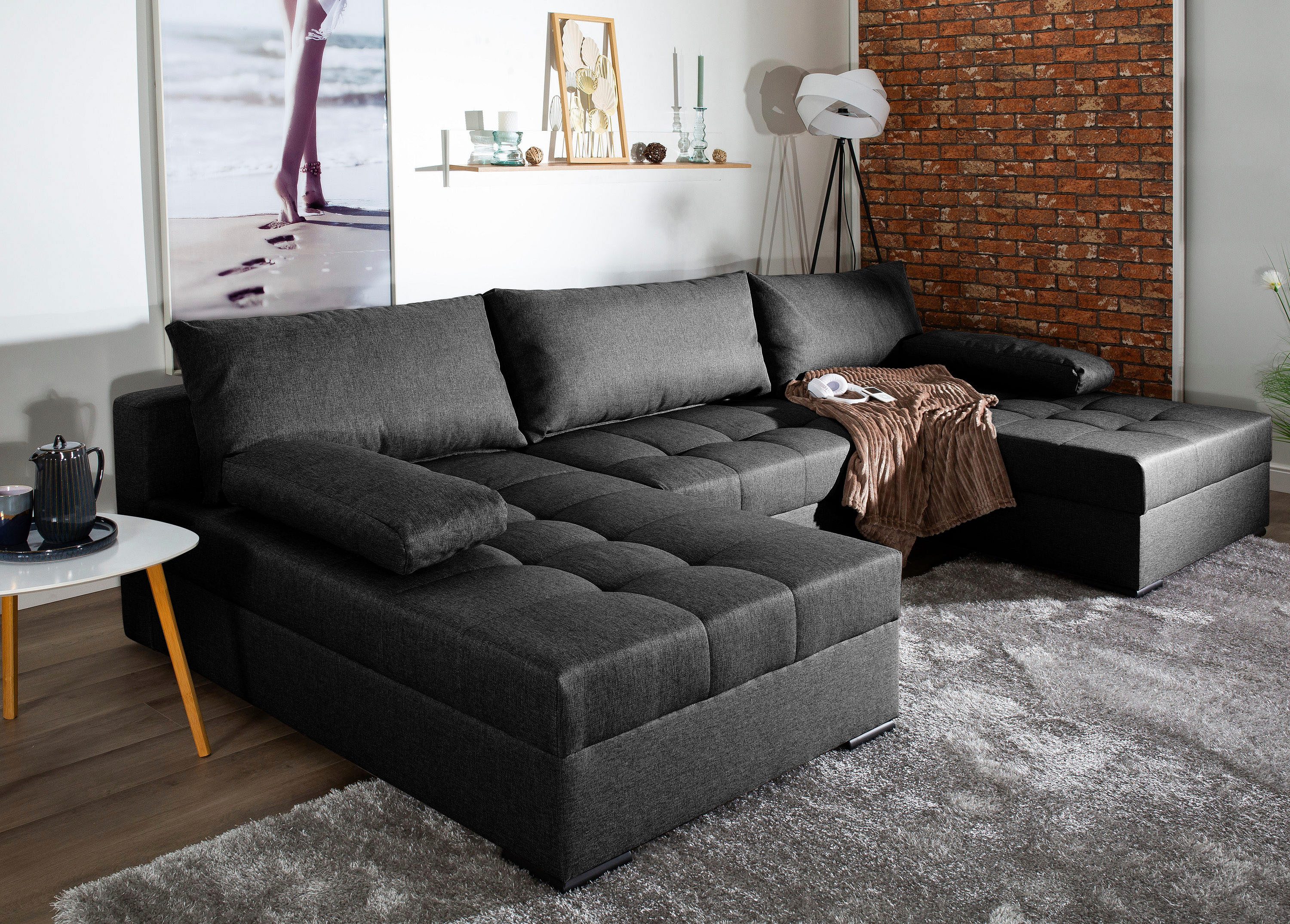 COLLECTION AB Wohnlandschaft "Josy U-Form, B: 307 cm" mit Bettfunktion & Be günstig online kaufen