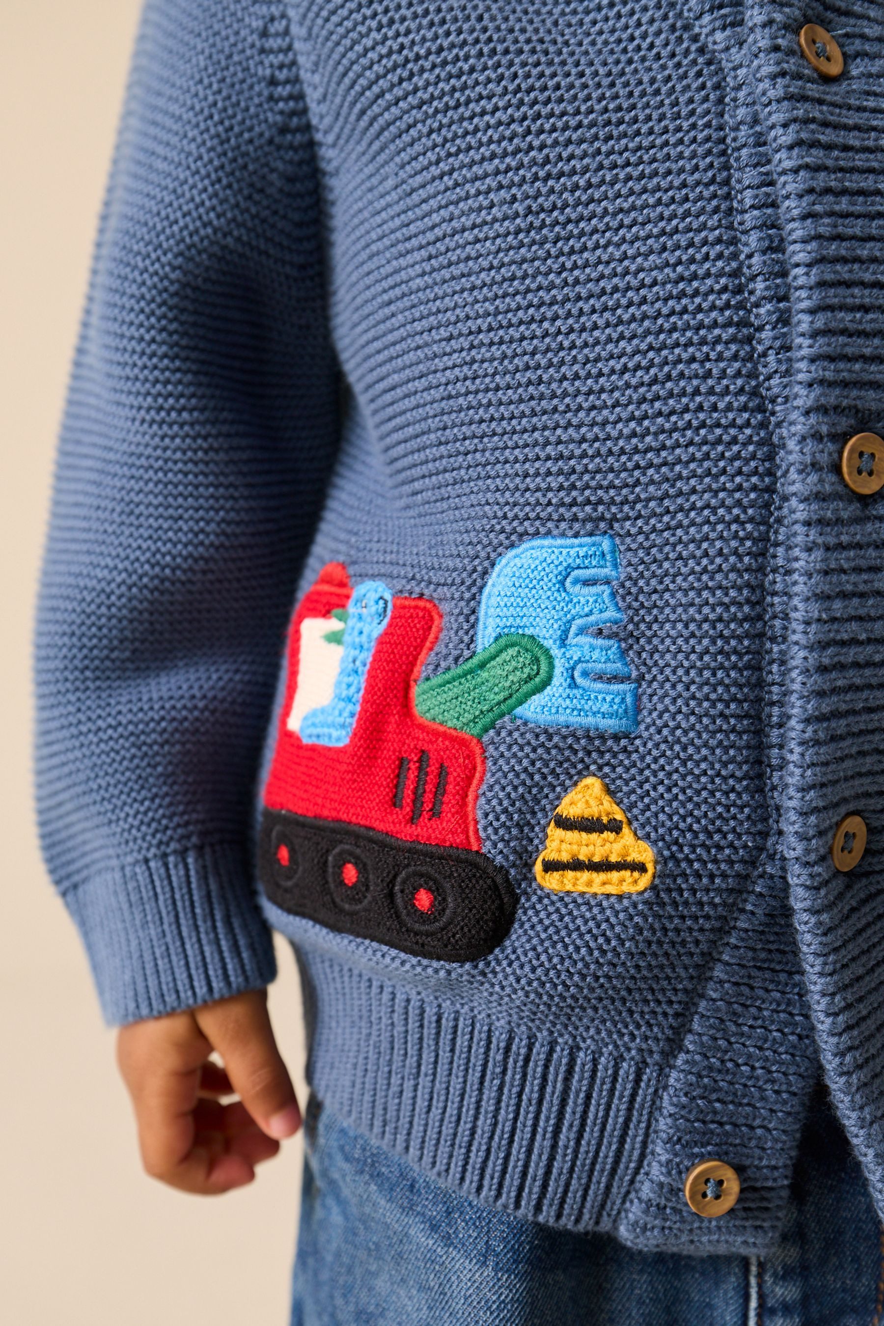 Next Strickjacke Strickjacke aus 100 % Baumwolle mit Figuren (1-tlg)