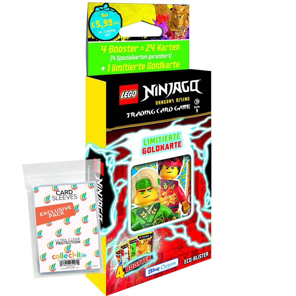 Blue Ocean Sammelkarte LEGO Ninjago 9 Cards -1 Blister (zufällige Auswahl)+ Collect-it Hüllen
