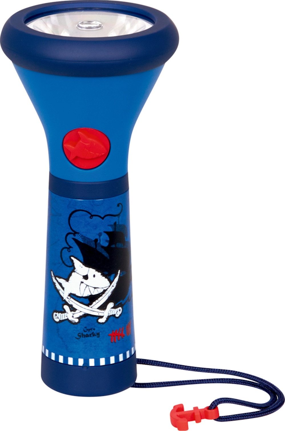 COPPENRATH DIE SPIEGELBURG LED Taschenlampe Kinder-Taschenlampe Capt'n Sharky Piraten blau (Set, 1-St., 1), drei Leuchtmodi: volle Leuchtkraft, 50% Leuchtkraft, Blinken