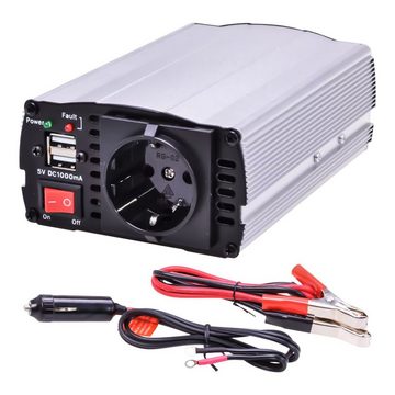 Filmer Spannungswandler 300 Watt KFZ Power Inverter/Wechselrichter Zigarettenanzünder, bietet 230 Volt Steckdose + 2x USB-Anschlüsse, für Auto