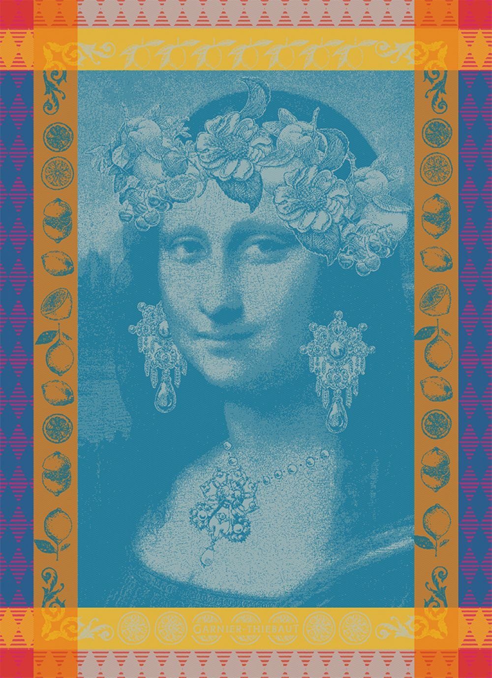 Garnier Thiebaut Geschirrtuch Geschirrtuch Mona Lisa Bleu 56x77 cm, (1-tlg., 1 x Geschirrtuch), jacquard-gewebt