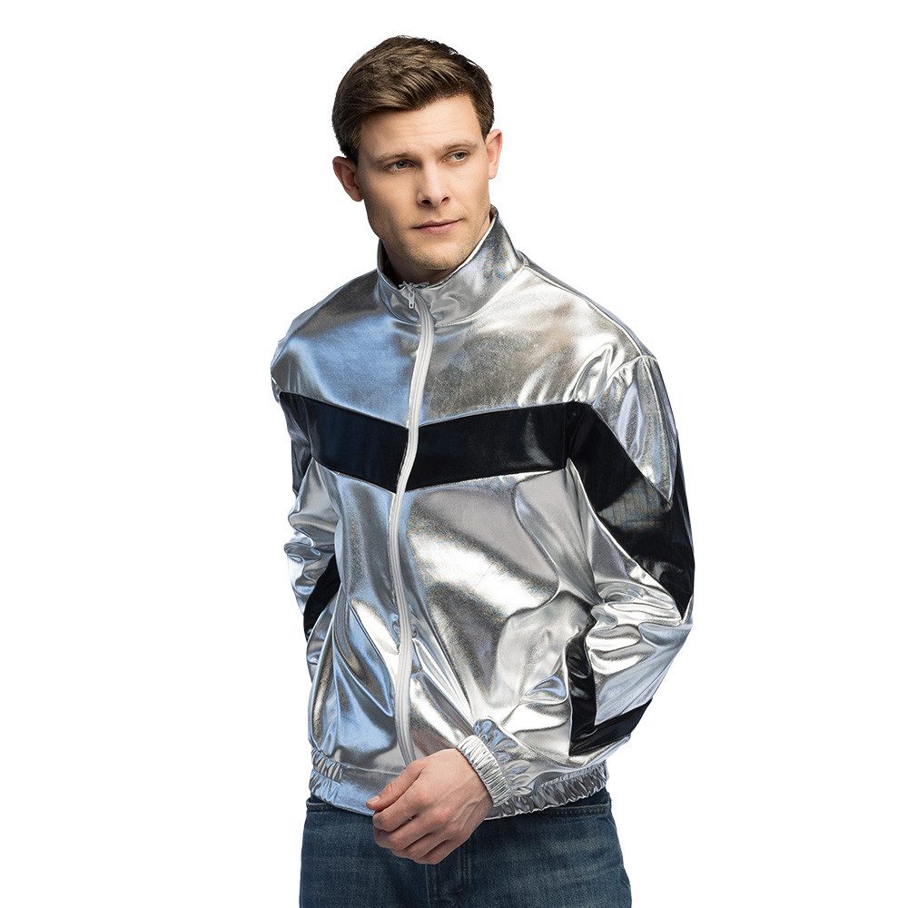 Boland Kostüm Metallic Trainingsjacke 'Cosmic' für Herren, Silb