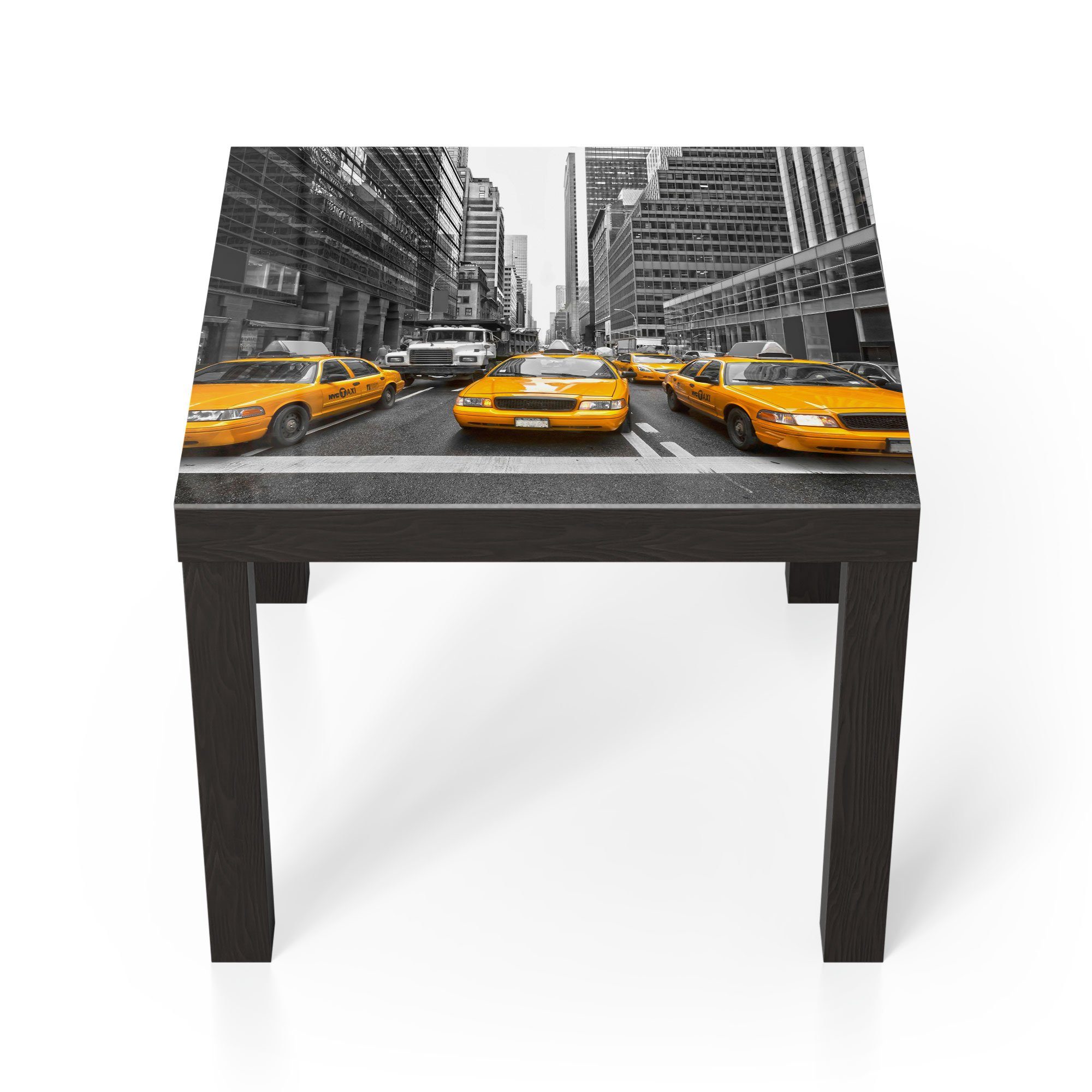 DEQORI Couchtisch 'Gelbe Taxis in New York', Glas Beistelltisch Glastisch modern Schwarz