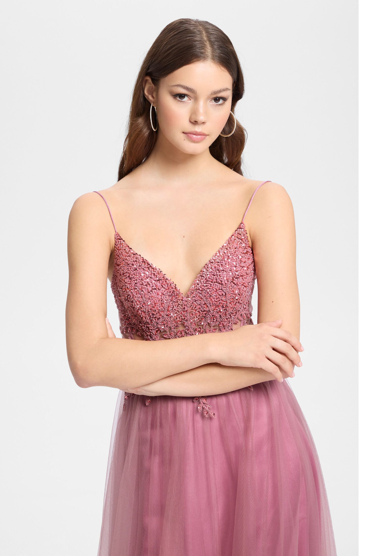 Hey Kyla Abendkleid - Tüllkleid mit Stickerei Taillierter Schnitt mit ausgestelltem Rockteil
