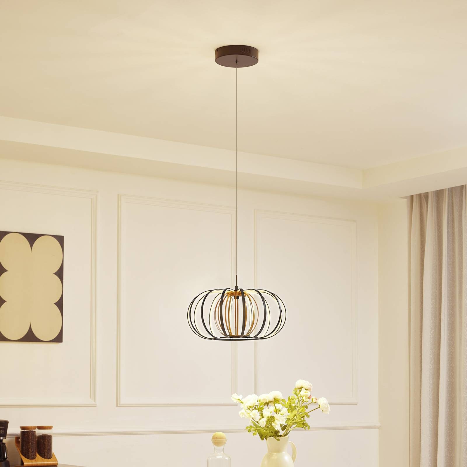 Lucande Hängeleuchte Birger, LED, Metall, Schwarz warmweiß IP20, LED 33,8 W gesamt, warmweiß