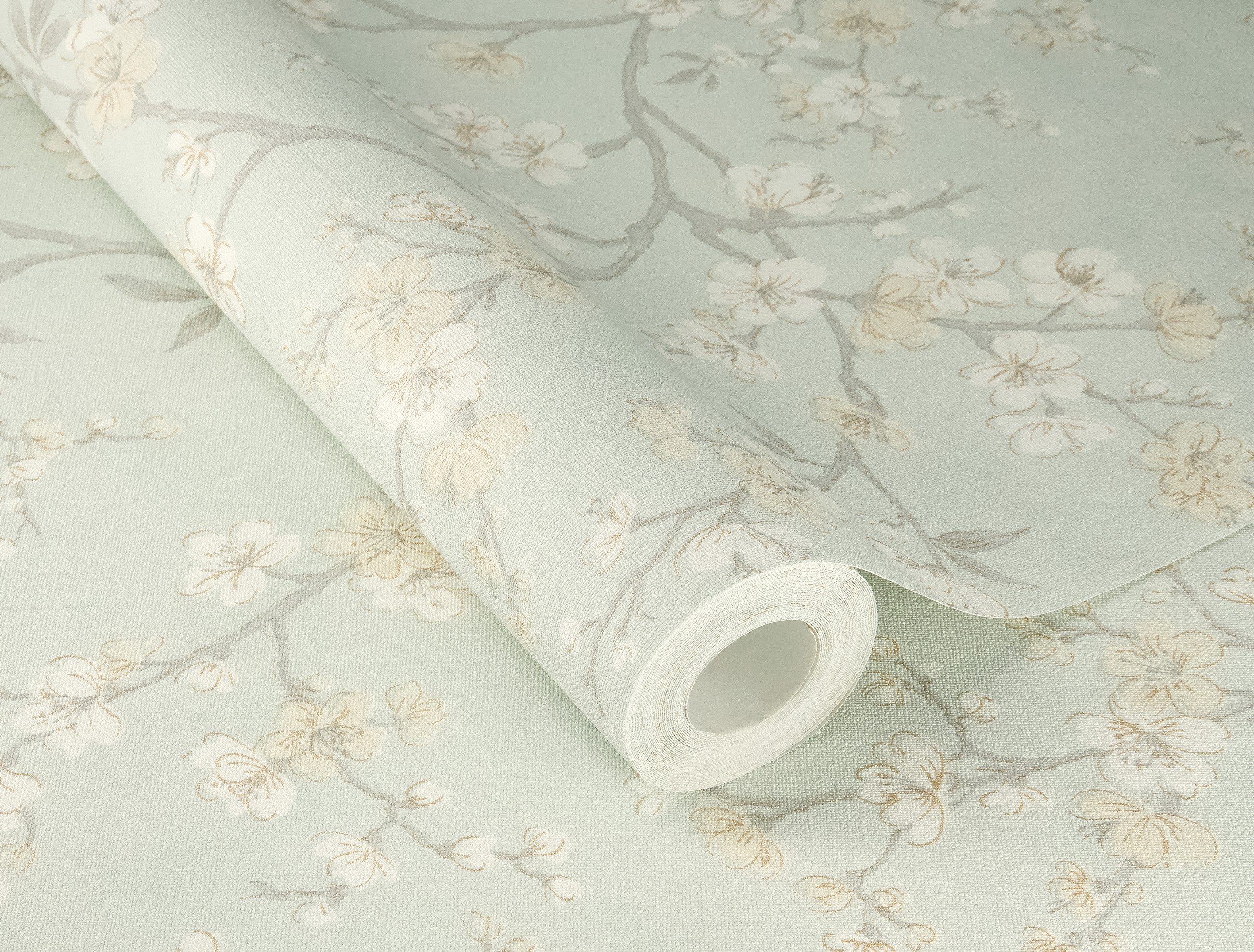 Rasch Vliestapete, strukturiert, Blumen, (1 Rolle, 1 St), Geblümt, doppelbreit (106cm)