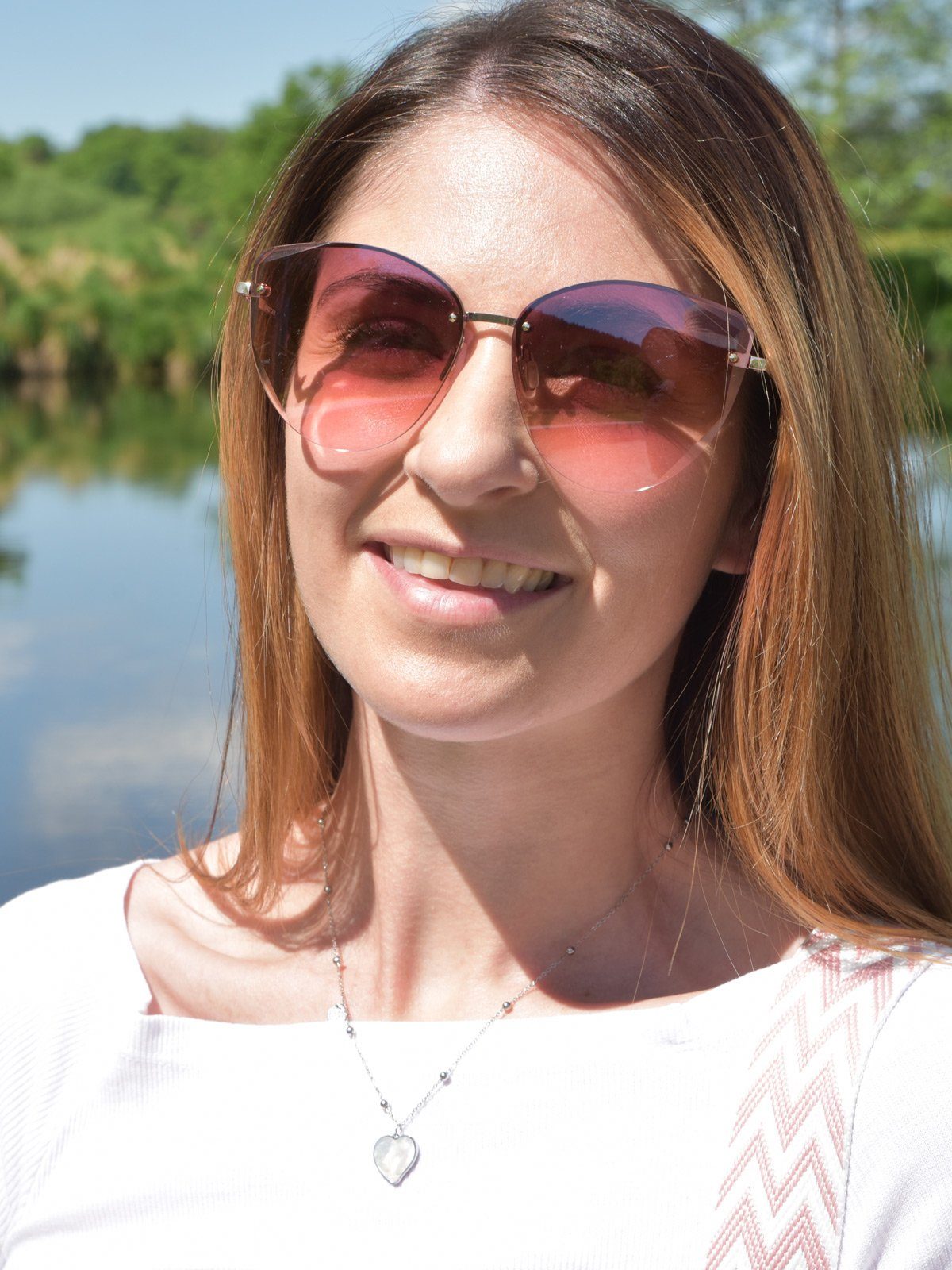 styleBREAKER Sonnenbrille Cateye Sonnenbrille Diamant Schliff Rahmenlos (1-St) Gradient