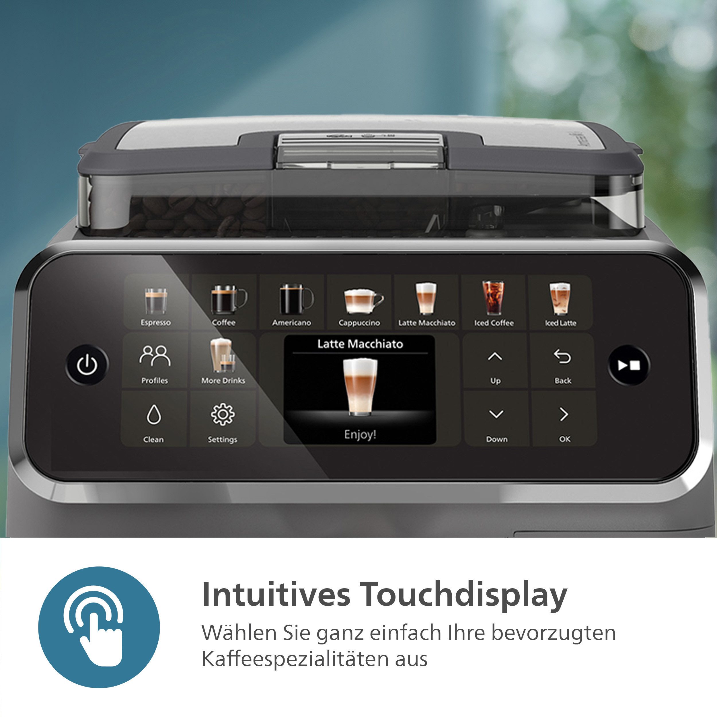Philips Kaffeevollautomat EP5544/50 5500 Series, 20 Kaffeespezialitäten (heiß oder eisgekühlt), Matt-Schwarz, LatteGo-Milchsystem, SilentBrew Technologie