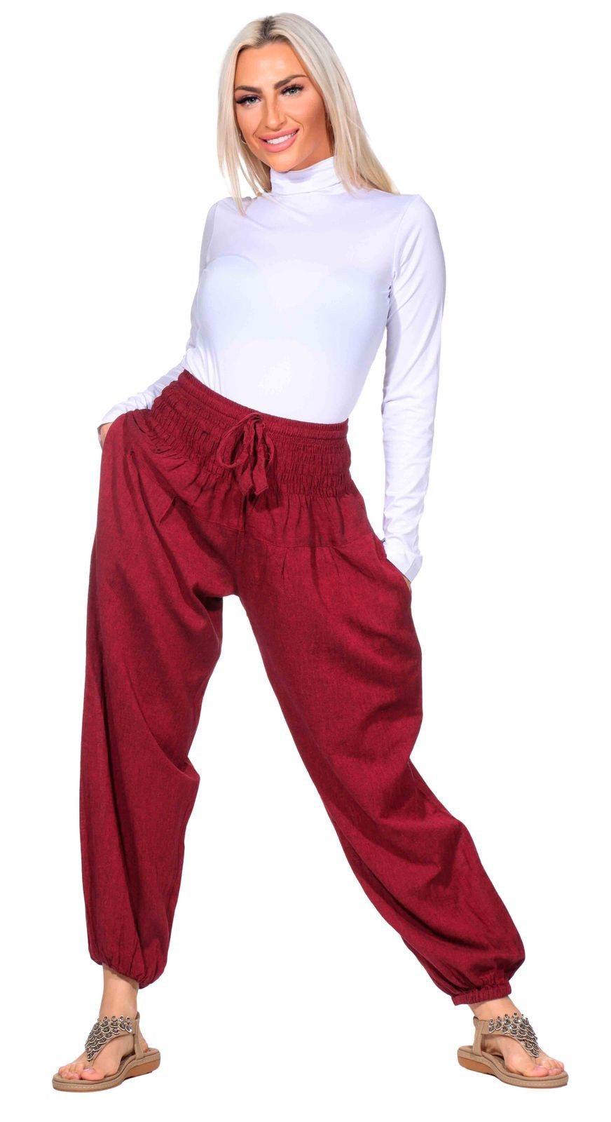 KUNST UND MAGIE Haremshose Kunst&Magie Damen Pluder-/Haremshose Sommerhose Hippie Wellness Yoga – Bild 5 von 5