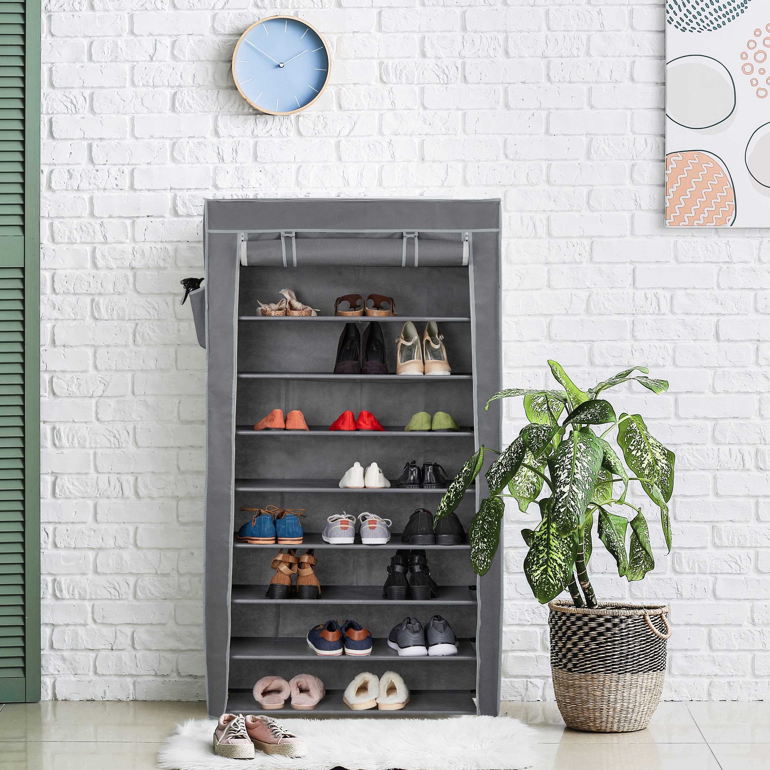 relaxdays Schuhschrank Stoff 9 Fäch Anthrazit günstig online kaufen