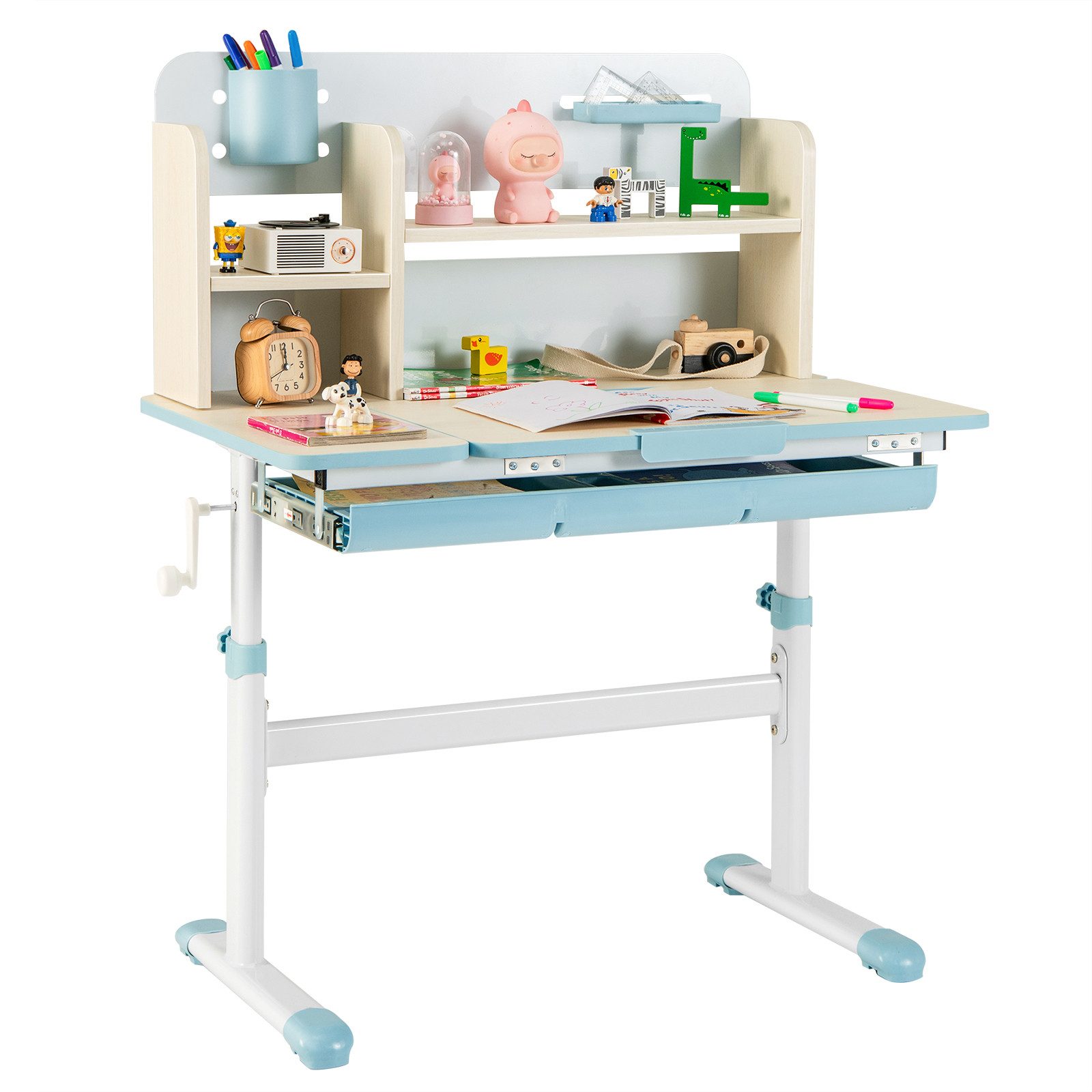 COSTWAY Kinderschreibtisch höhenverstellbar & neigbar, mit Schubladen günstig online kaufen