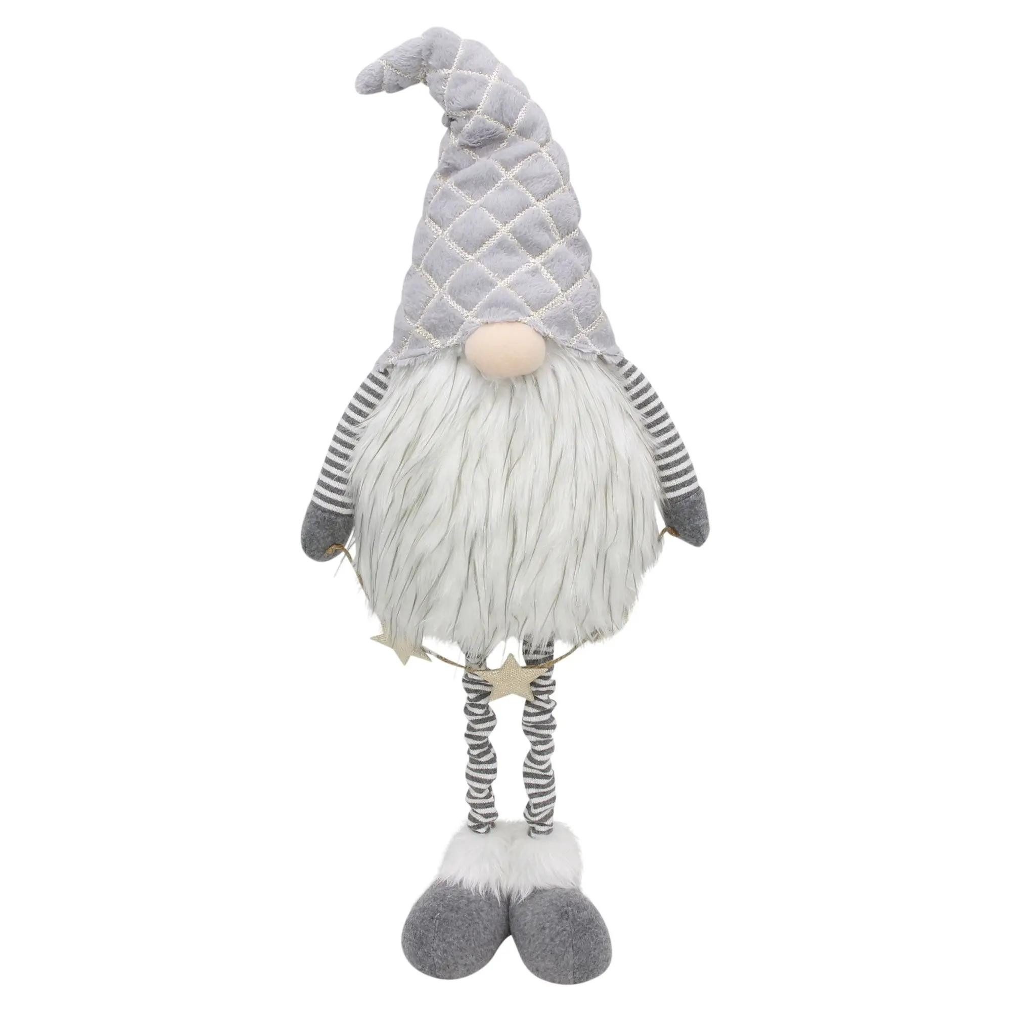 Dekoleidenschaft Wichtel "Stern" Teleskopbeine, max. 100 cm hoch, grau, Weihnachtswichtel, Weihnachtsfigur, Dekofigur, Weihnachtsdeko