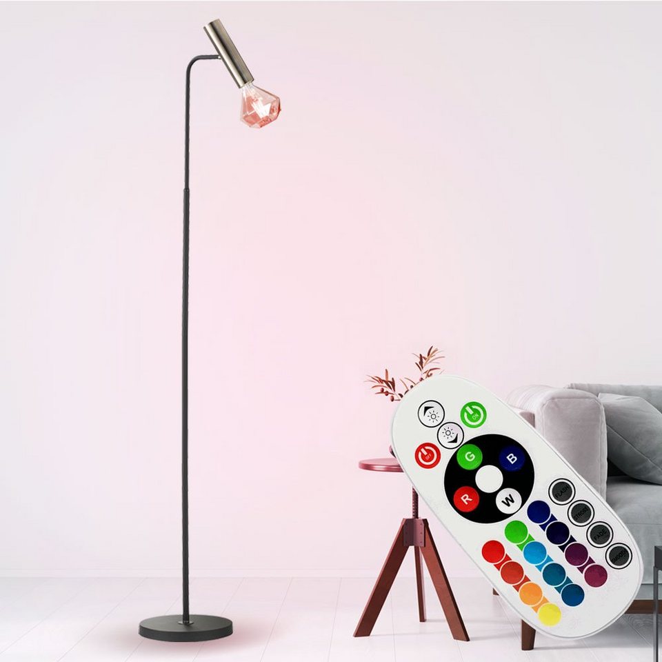 etc-shop LED Stehlampe, Leuchtmittel inklusive, Warmweiß, Farbwechsel,  Stehleuchte mit Fernbedienung Modern Spotleuchte stehend dimmbar